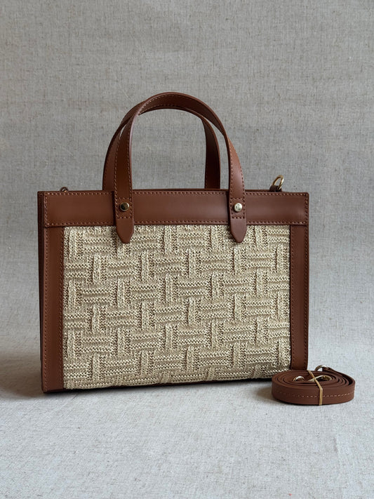 Borsa Aria - rafia, con tracolla lunga