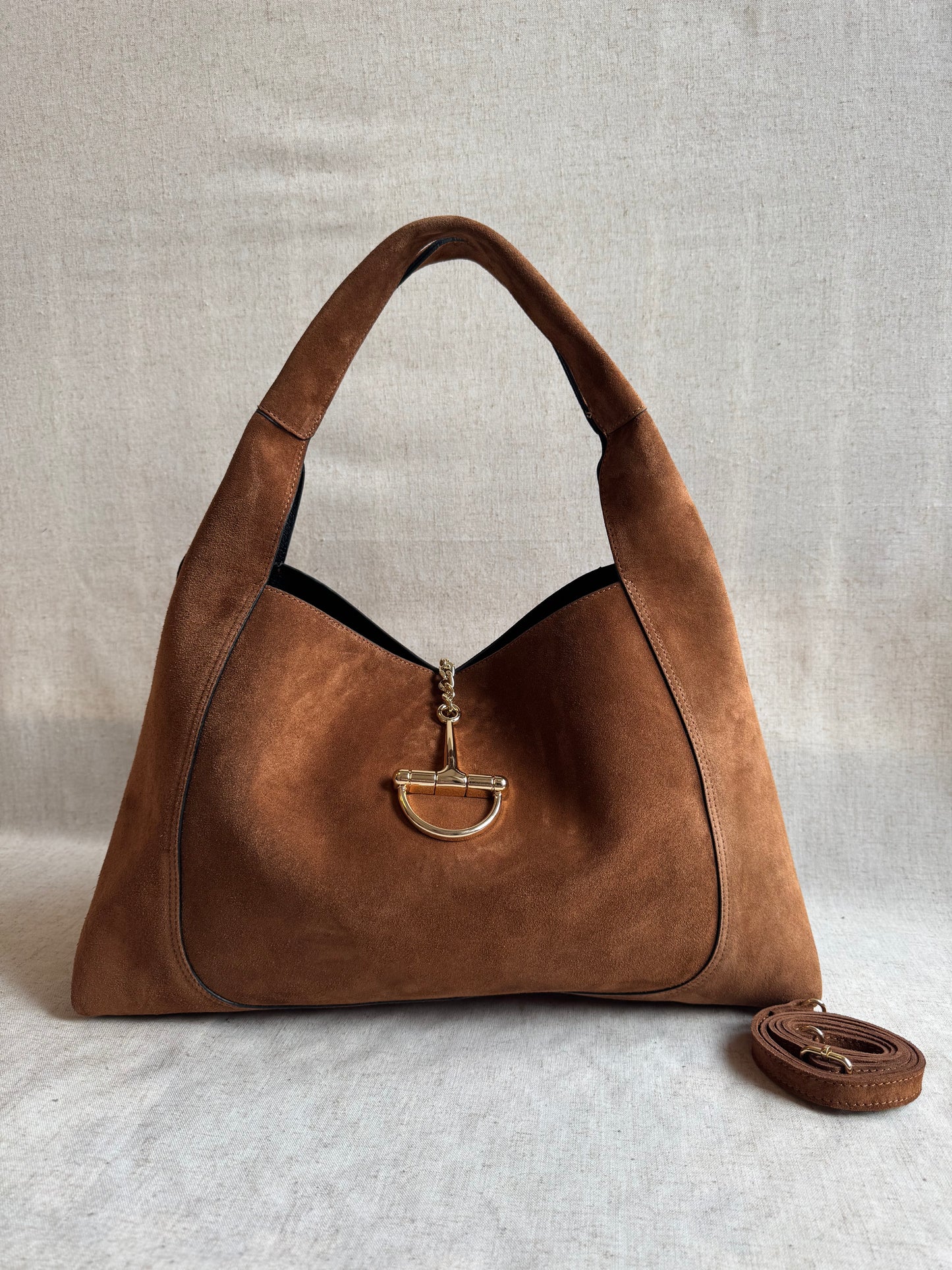 Borsa Gabriella - camoscio, misura MAXI, con tracolla lunga