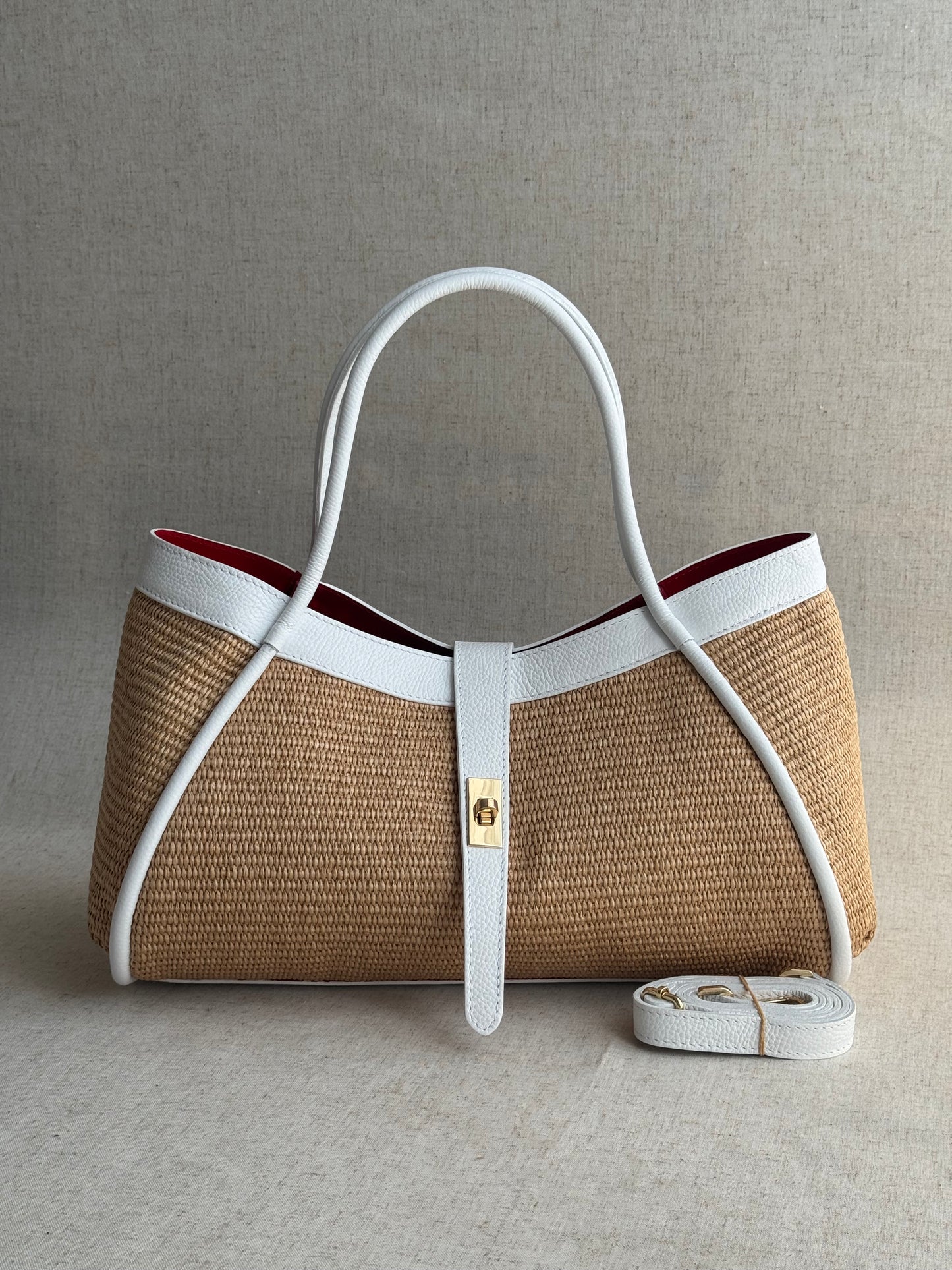 Maxi borsa Carla - rafia, con pochette e tracolla