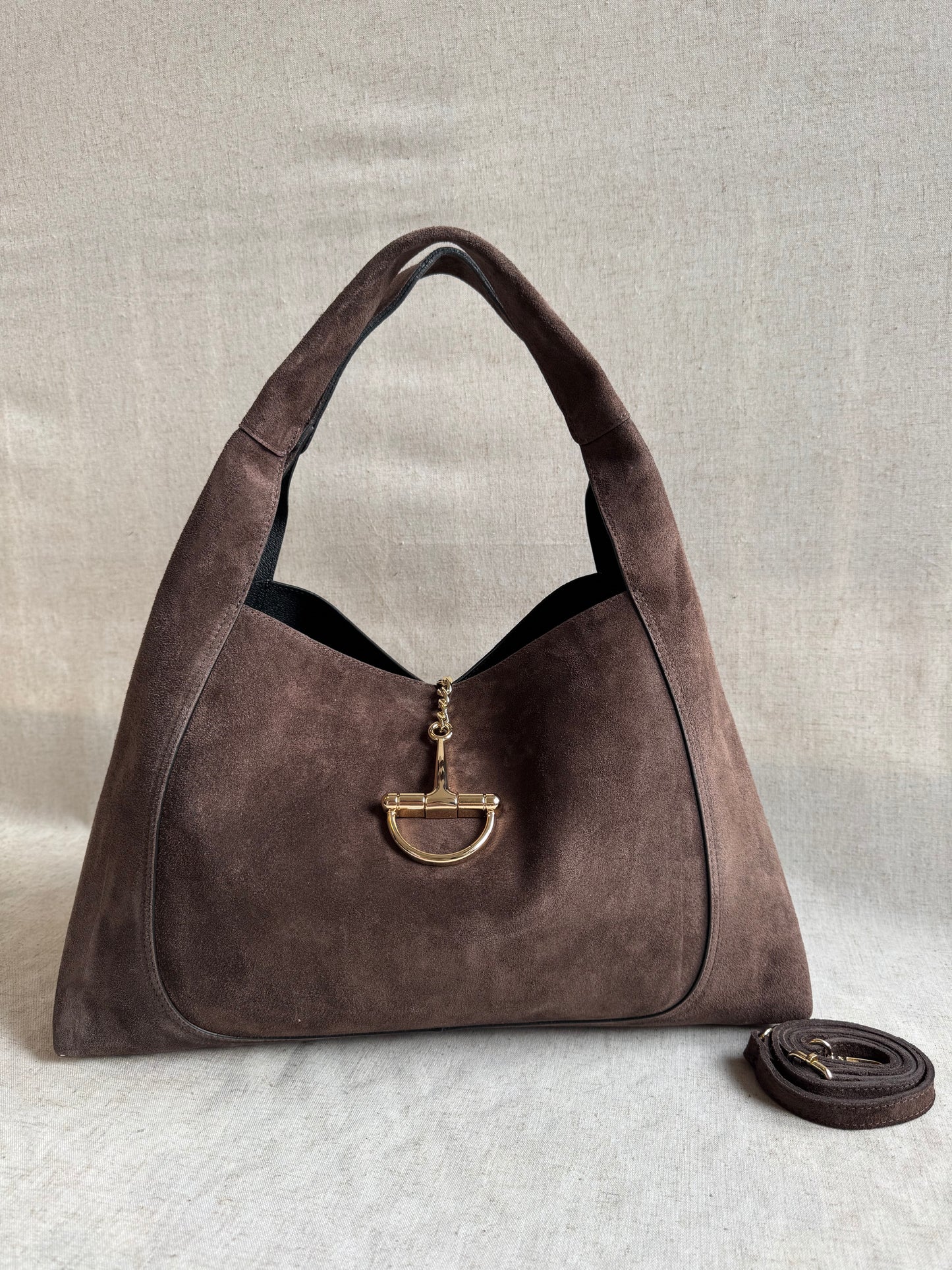 Borsa Gabriella - camoscio, misura MAXI, con tracolla lunga