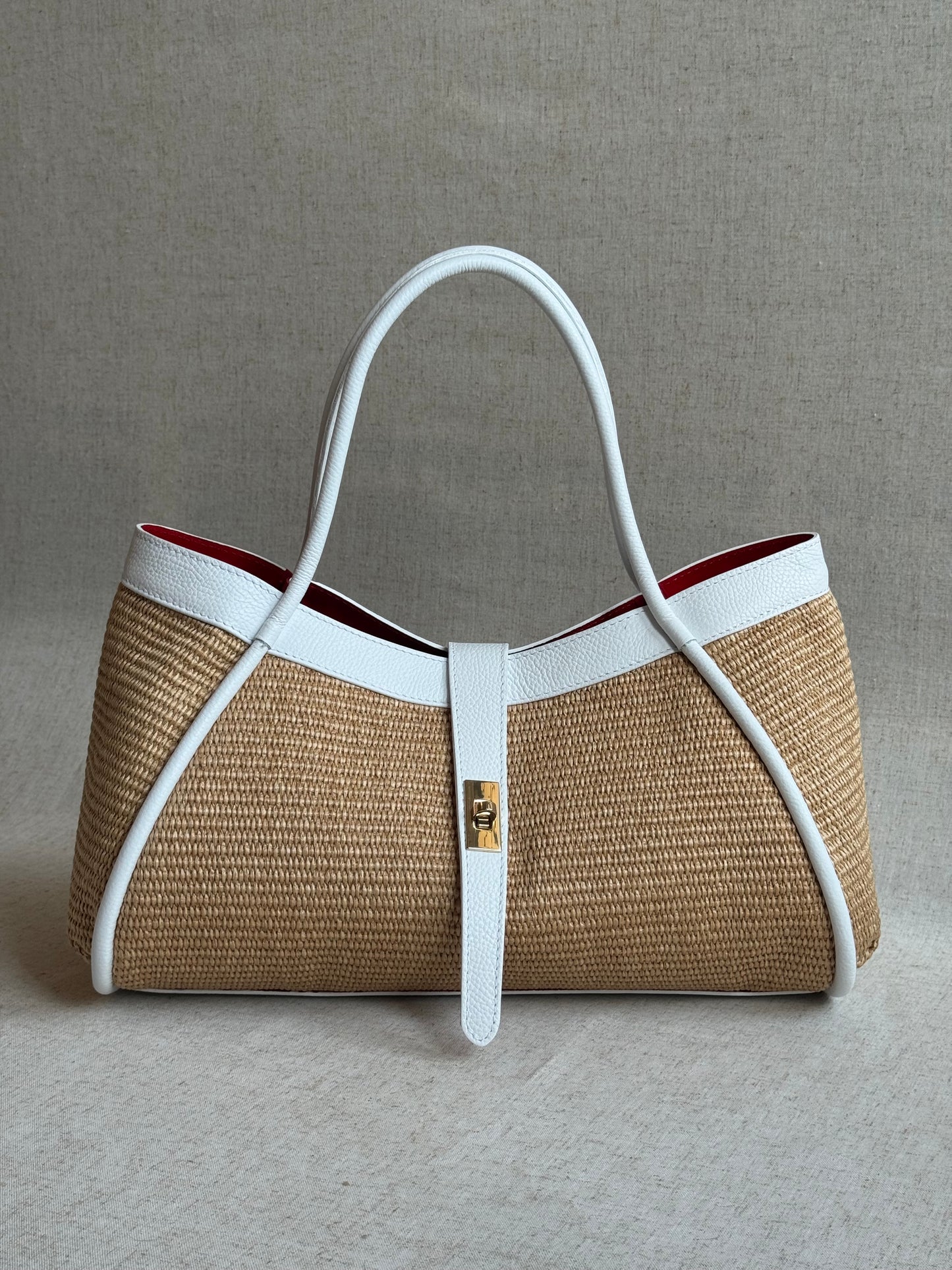 Maxi borsa Carla - rafia, con pochette e tracolla