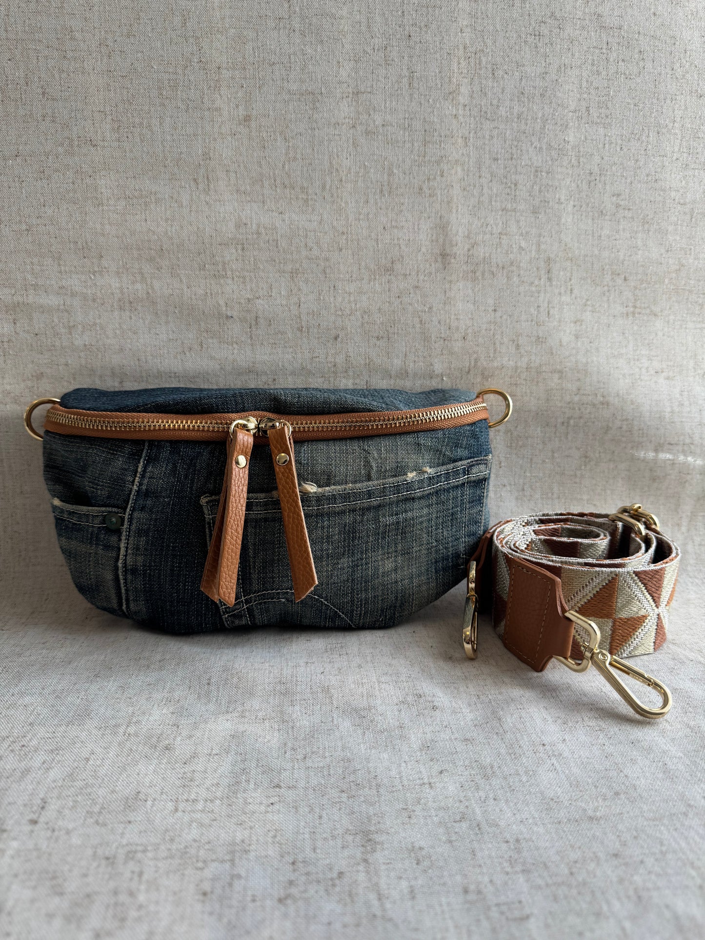 Marsupio in jeans Maya - con tracolla lunga