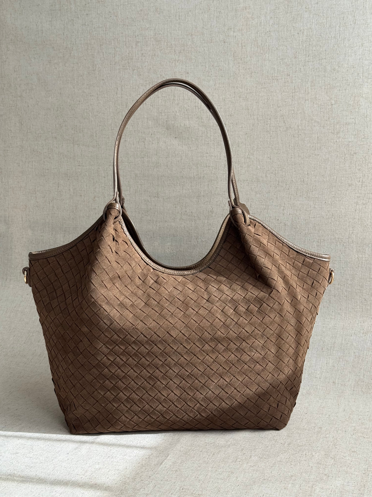 Borsa Roxy - camoscio intrecciato, con tracolla lunga