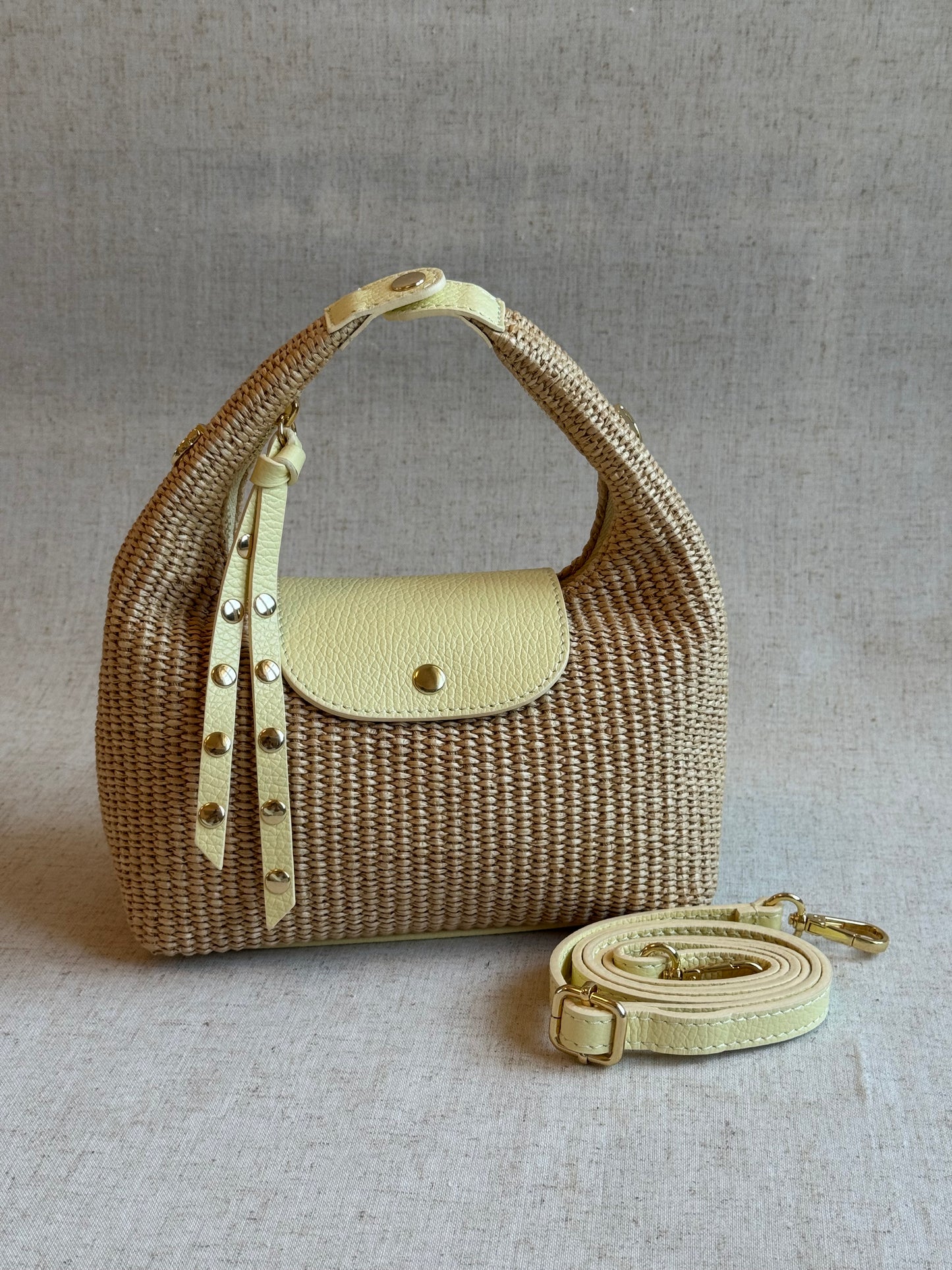 Borsa Lagoon - rafia, con tracolla lunga