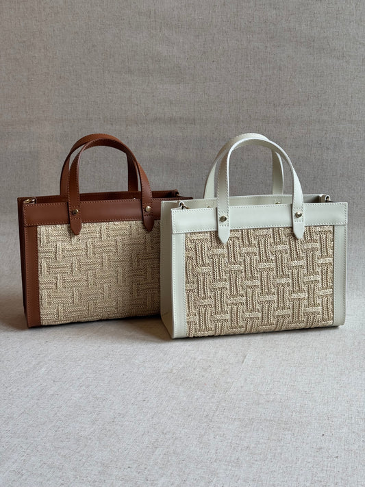 Borsa Aria - rafia, con tracolla lunga