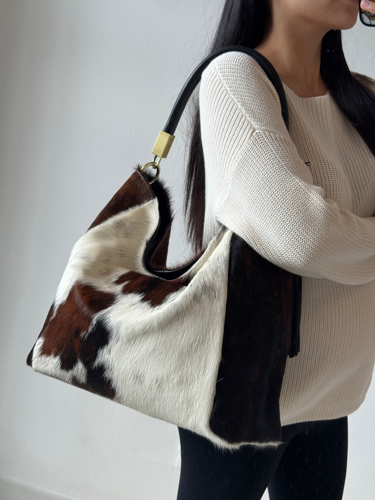 Maxi borsa a spalla Sara - cavallino, con tracolla lunga