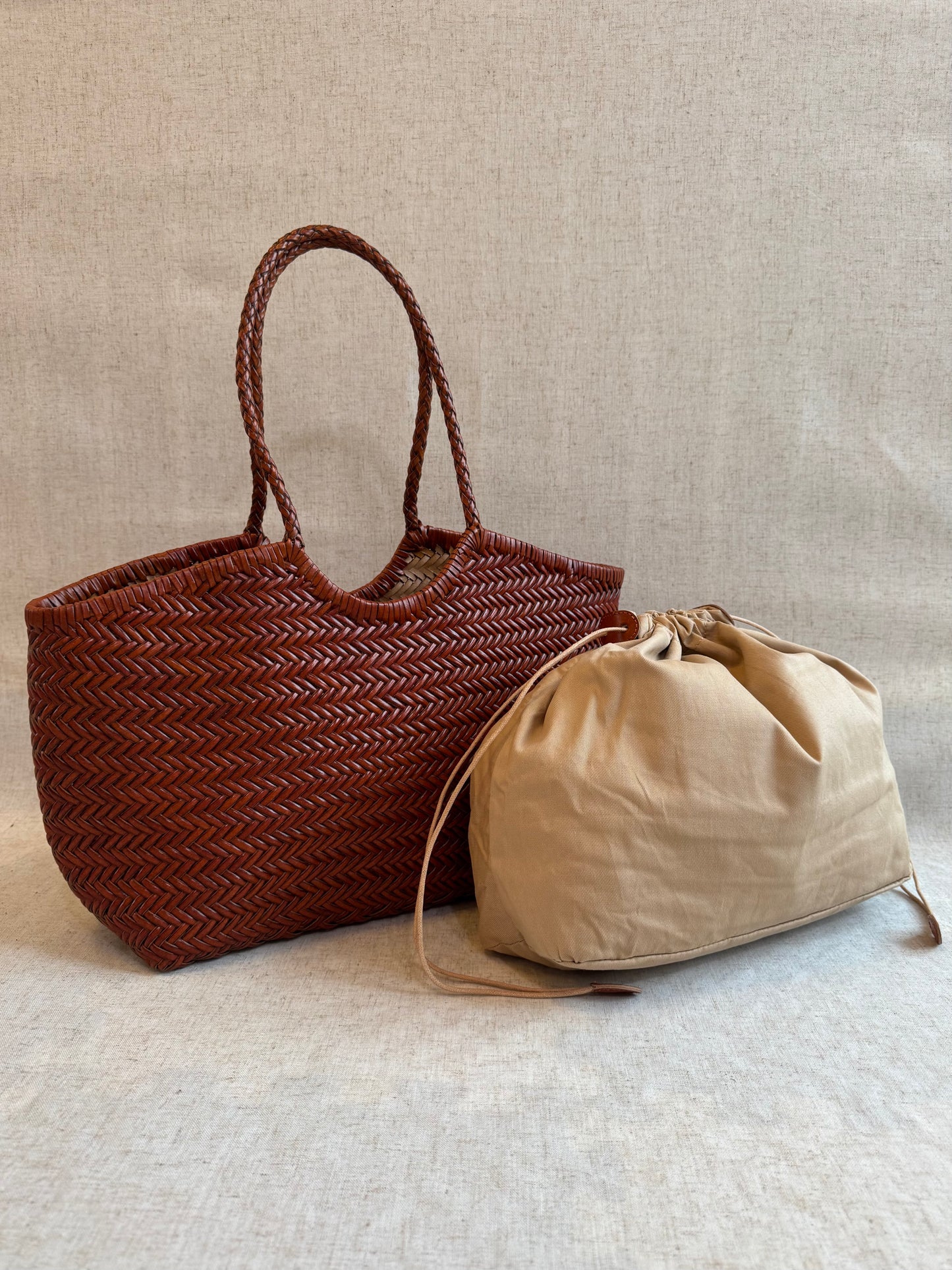 Maxi borsa a spalla Capri - misura grande, vera pelle tamponato intrecciato