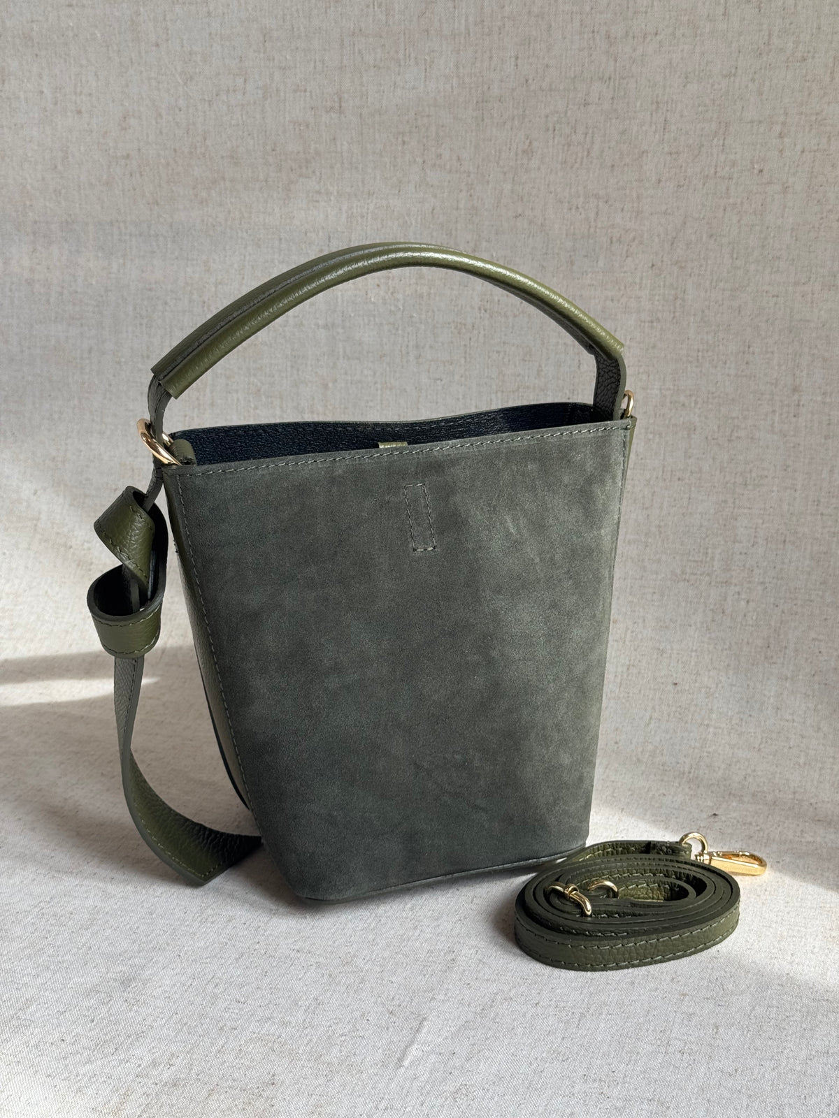 Borsa Vittoria - camoscio, con pochette e tracolla lunga