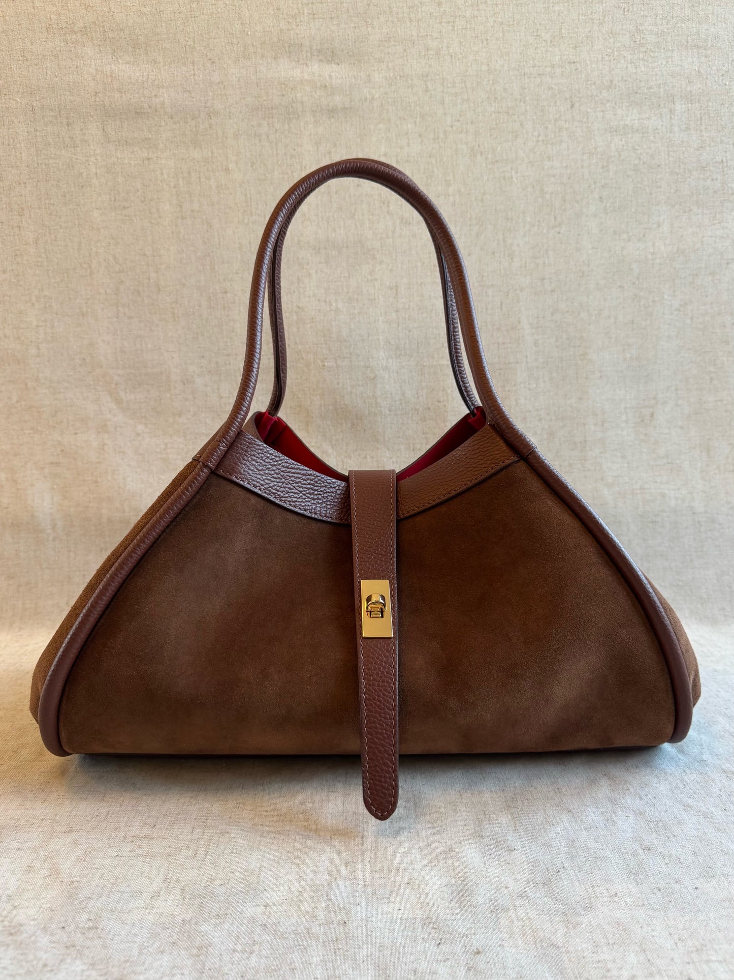 Maxi borsa Carla - camoscio, con tracolla lunga