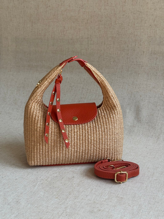 Borsa Lagoon - rafia, con tracolla lunga