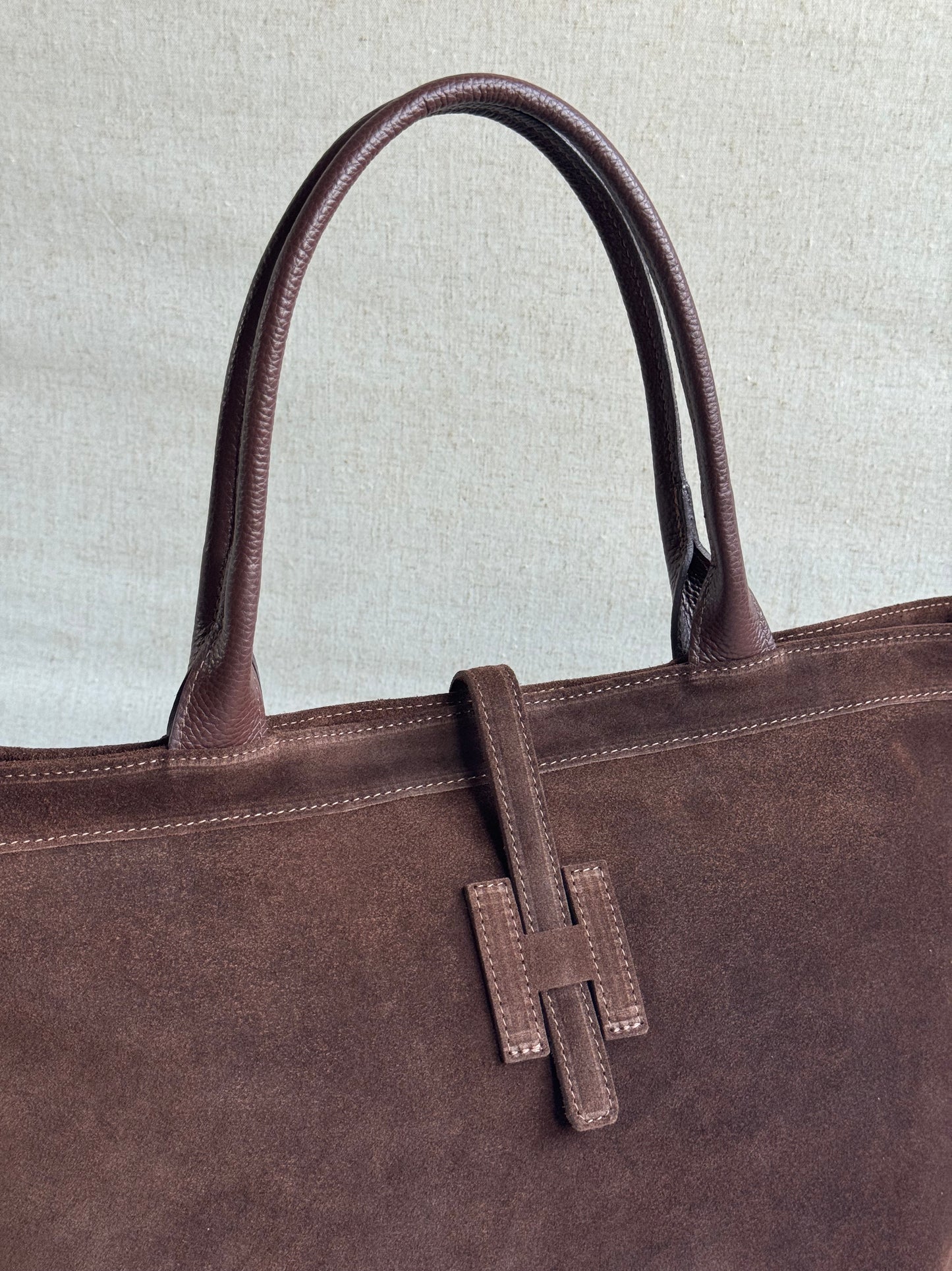 Maxi borsa Holo - camoscio, con tracolla lunga