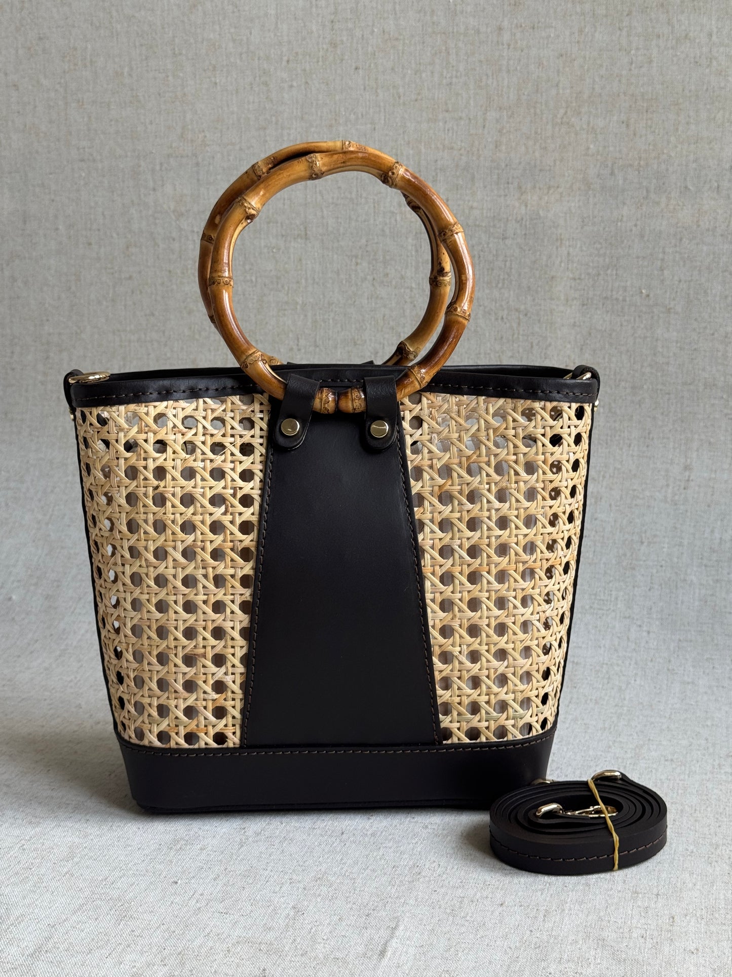 Borsa Atena - misura piccola, paglia di Vienna, con tracolla e pochette