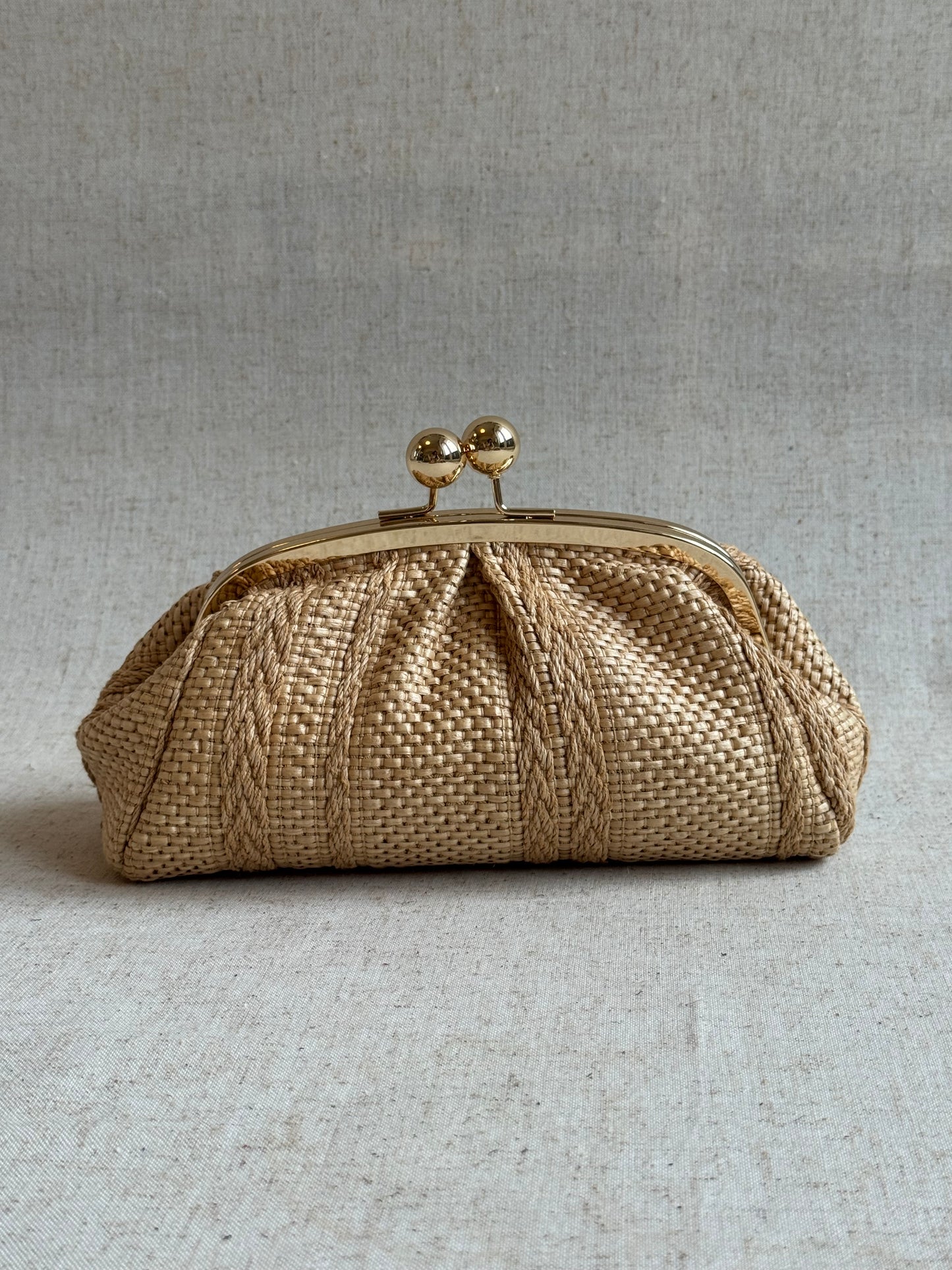Pochette Raffy - rafia, con tracolla lunga
