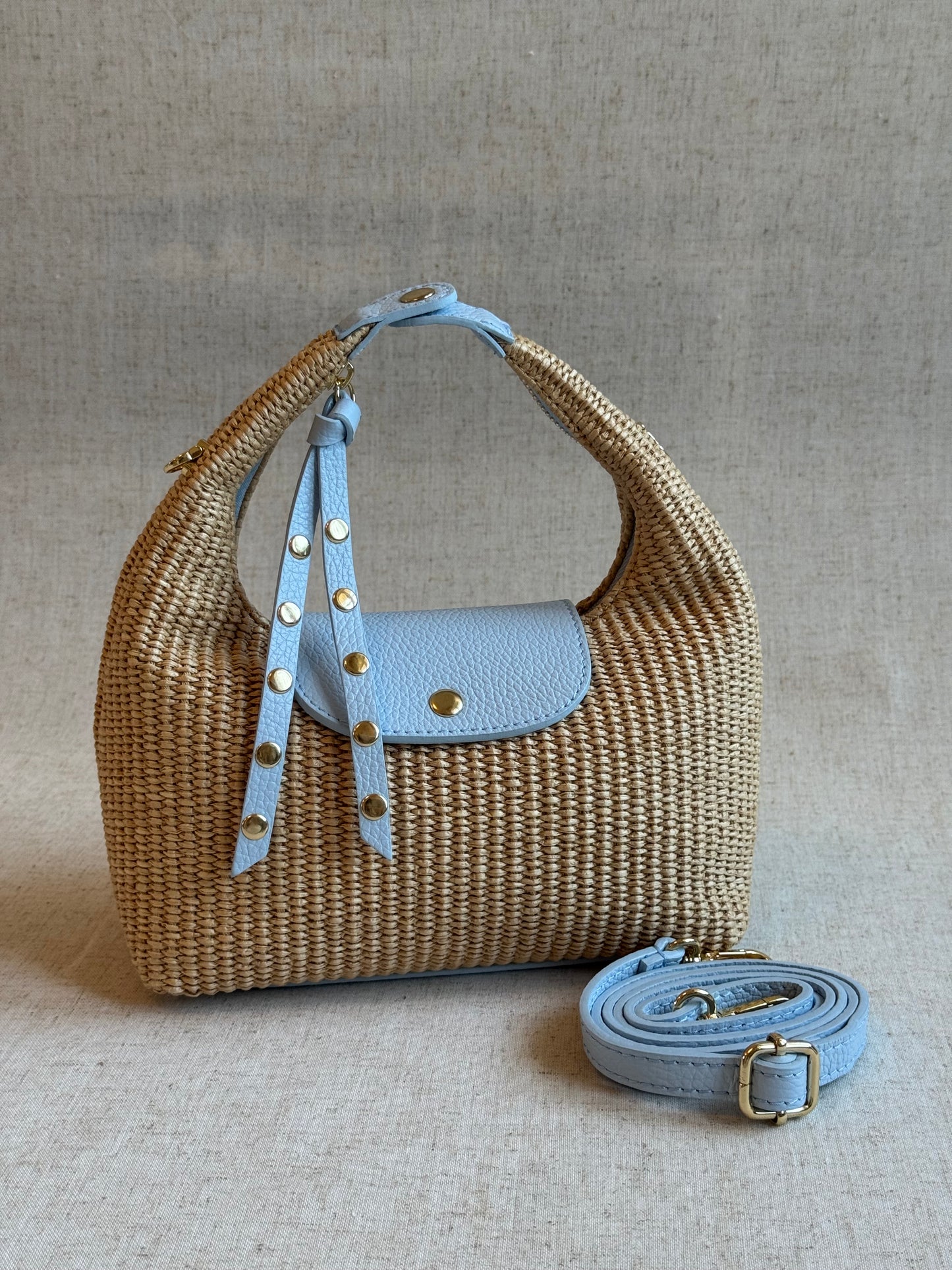 Borsa Lagoon - rafia, con tracolla lunga