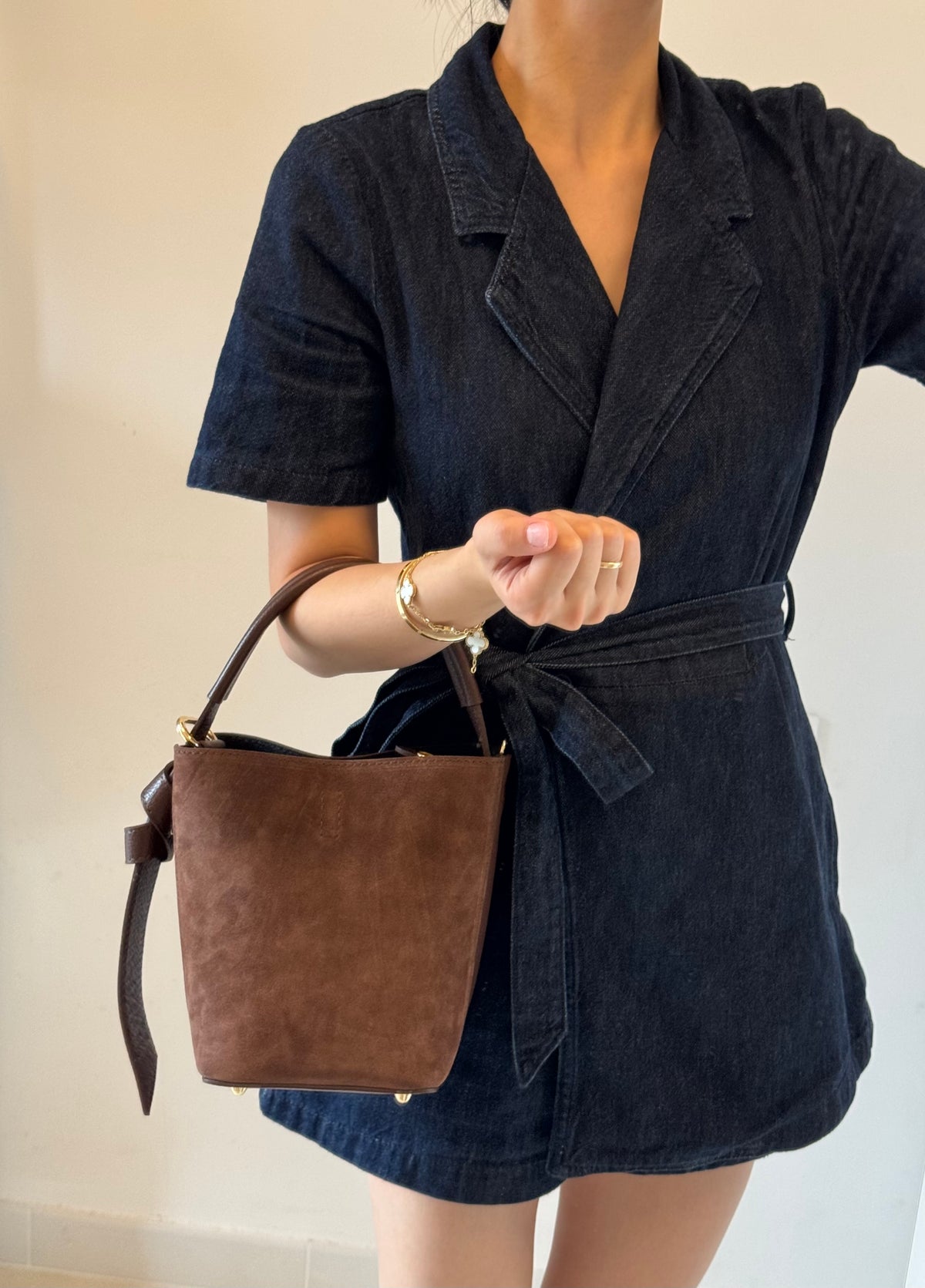 Borsa Vittoria - camoscio, con pochette e tracolla lunga