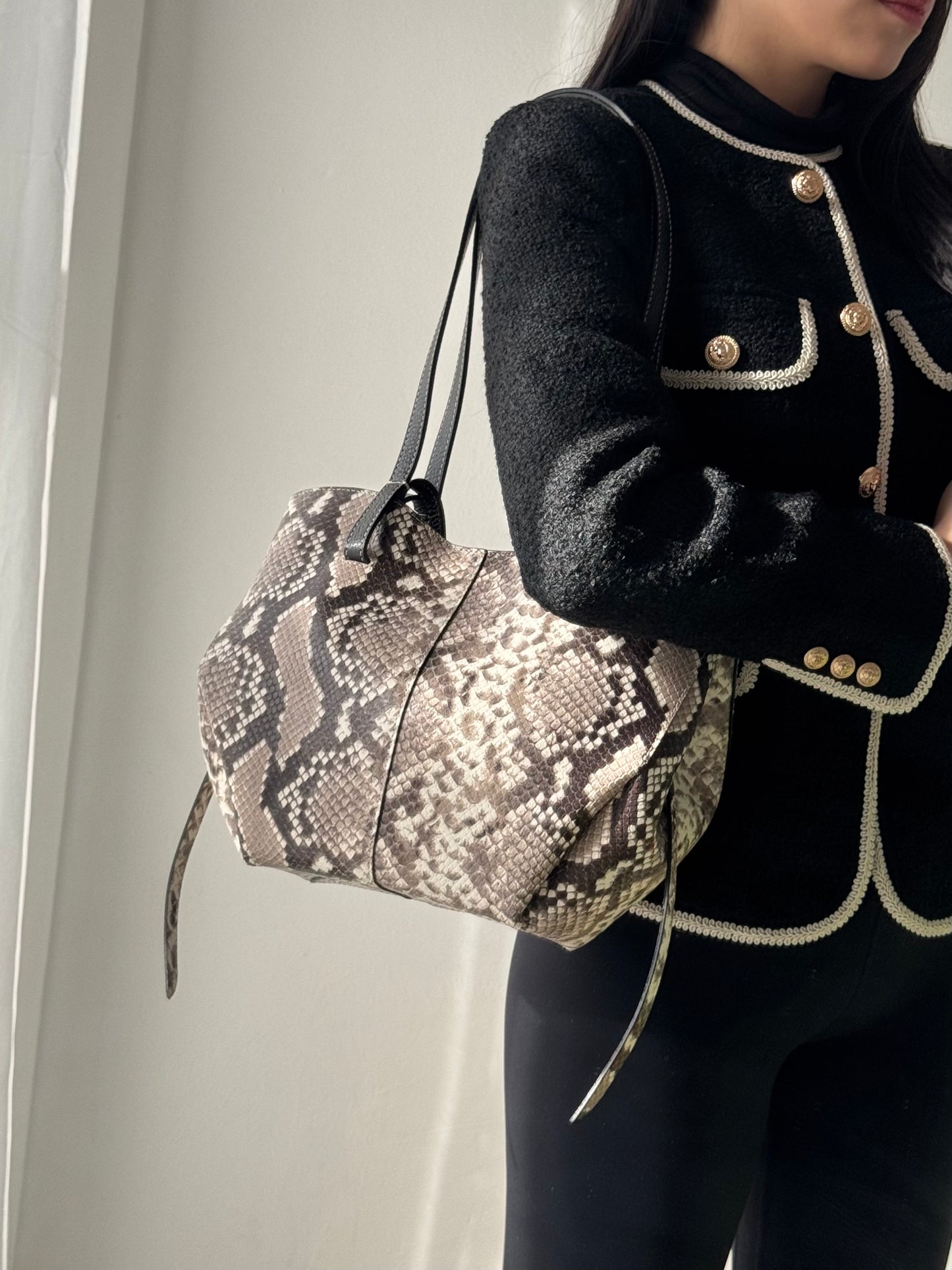 Borsa a spalla Sofia - pitonato, misura piccola con pochette