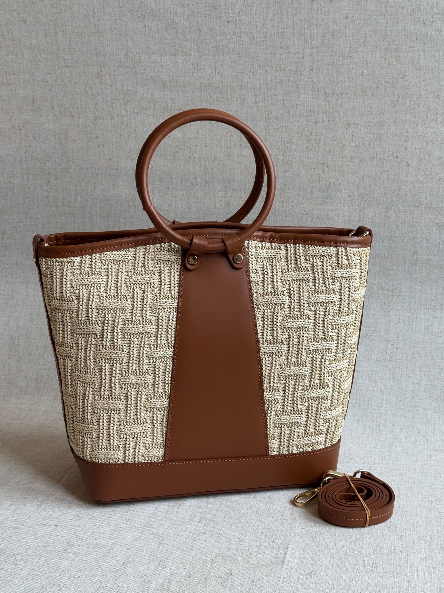 Borsa Atena - rafia, con tracolla lunga