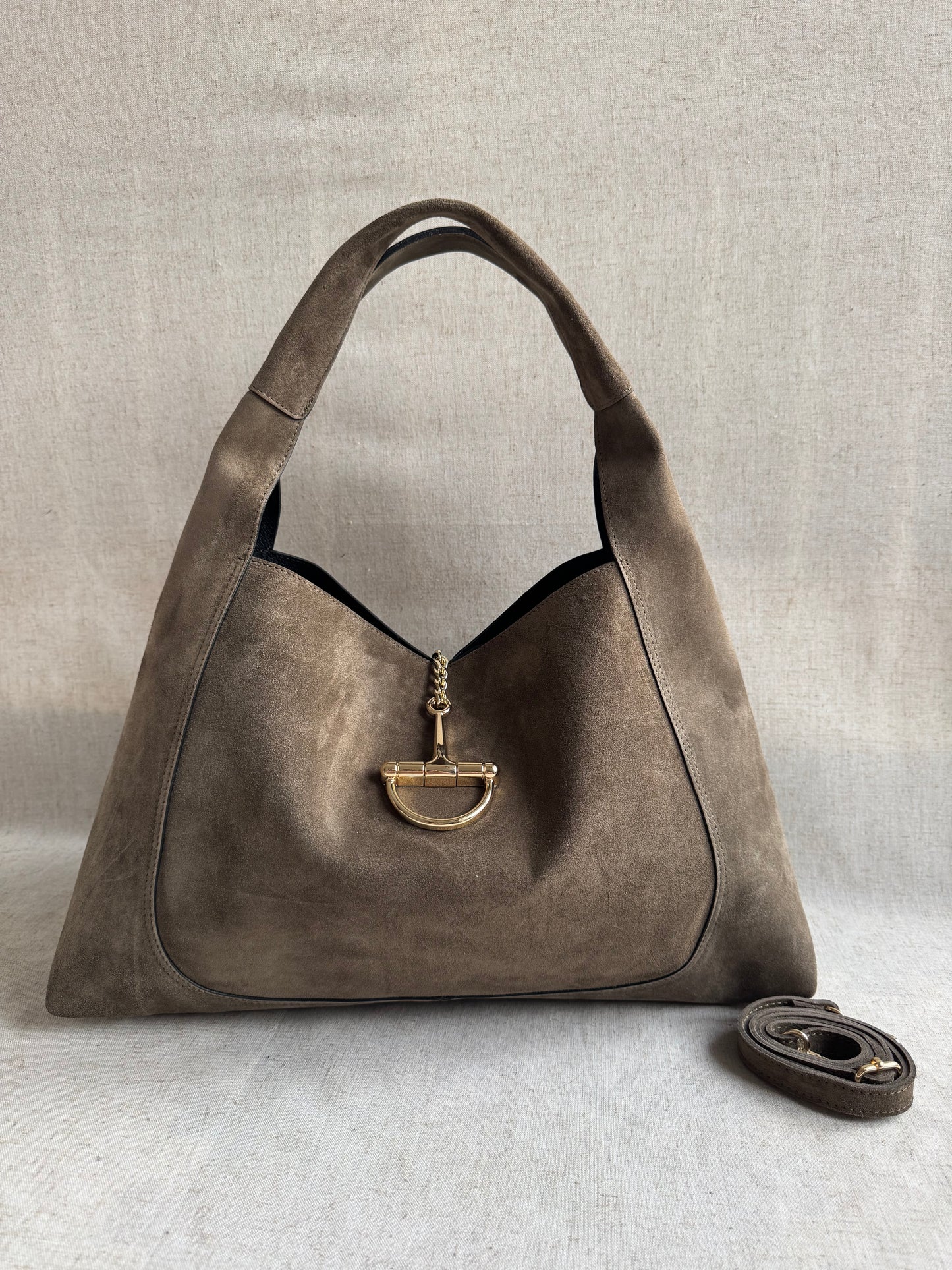 Borsa Gabriella - camoscio, misura MAXI, con tracolla lunga