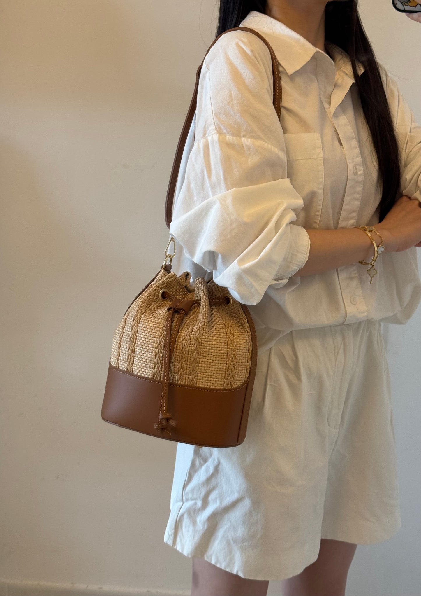 Borsa Versilia - variante 2, rafia, con tracolla