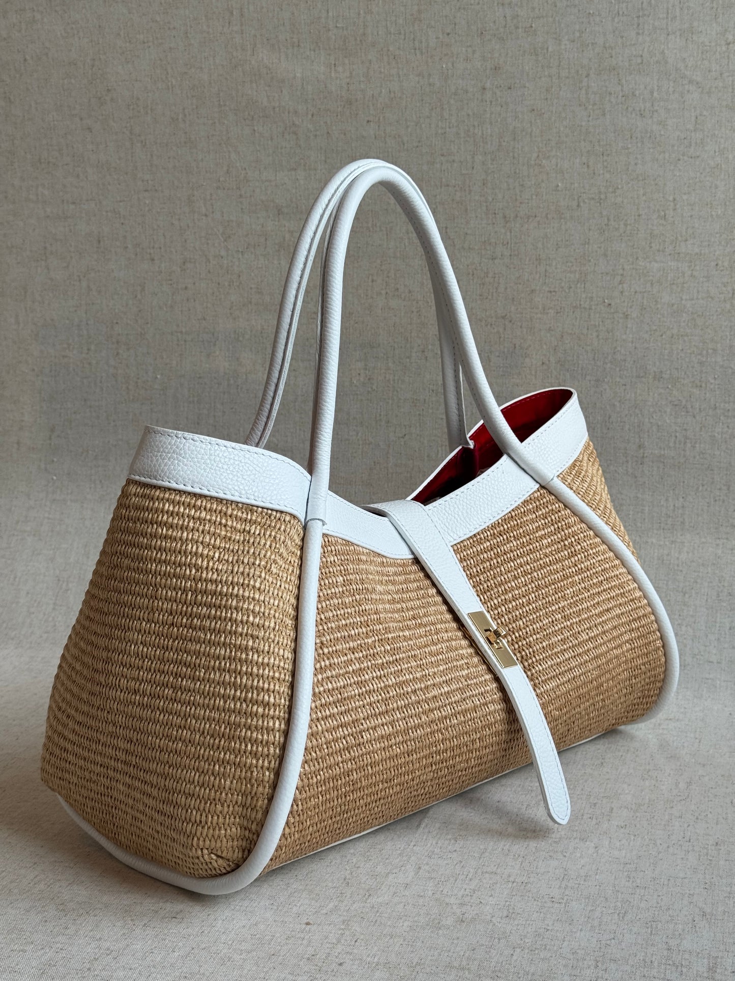 Maxi borsa Carla - rafia, con pochette e tracolla