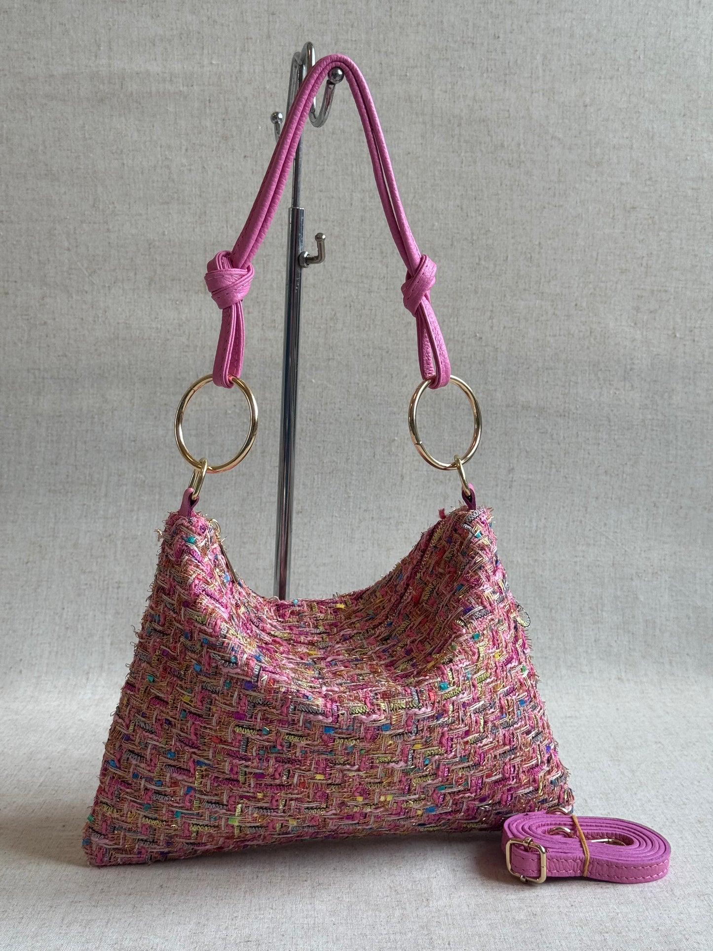 Borsa Agata - tweed, con tracolla lunga