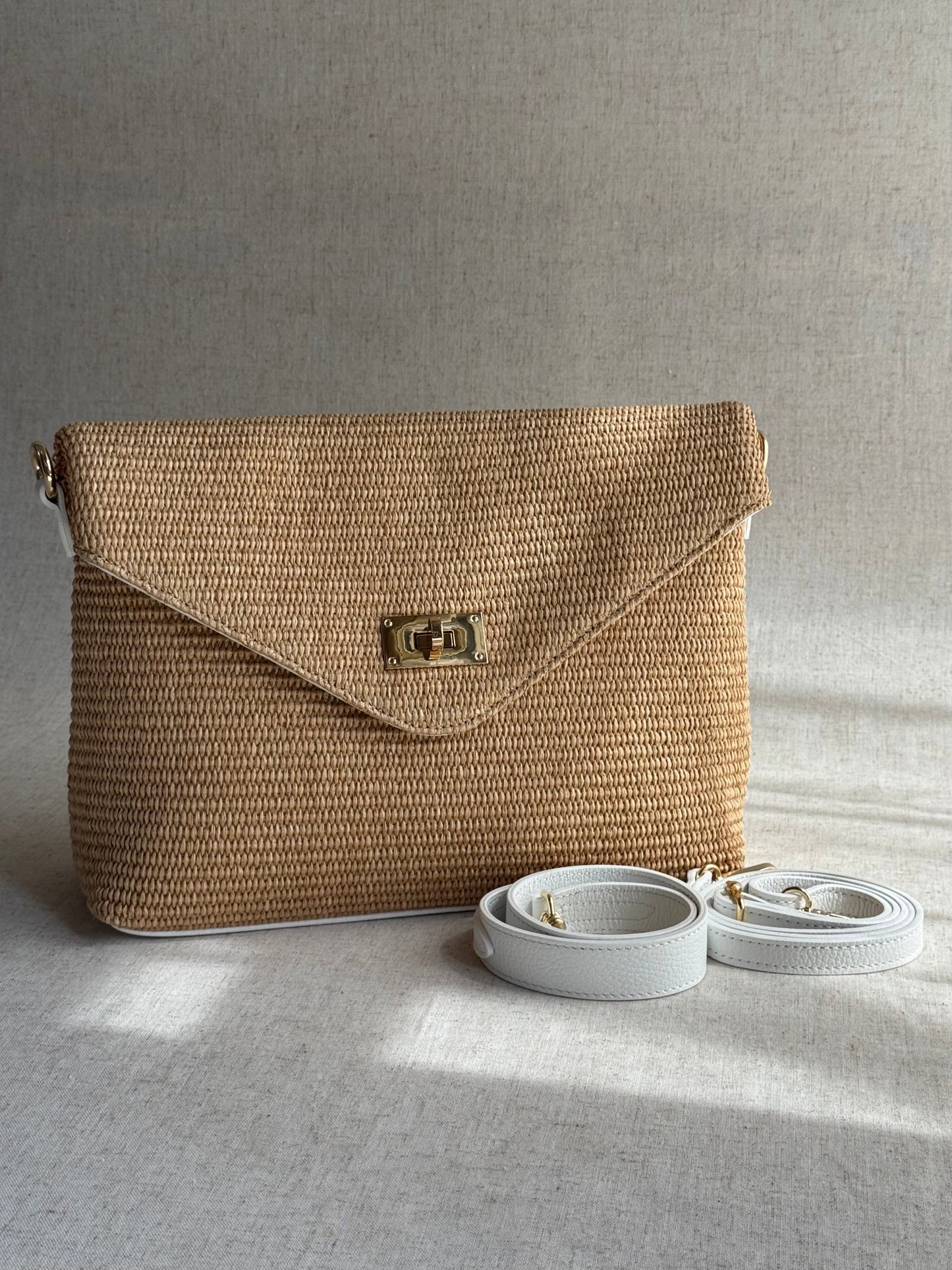 Borsa Postina - rafia, con tracolla lunga