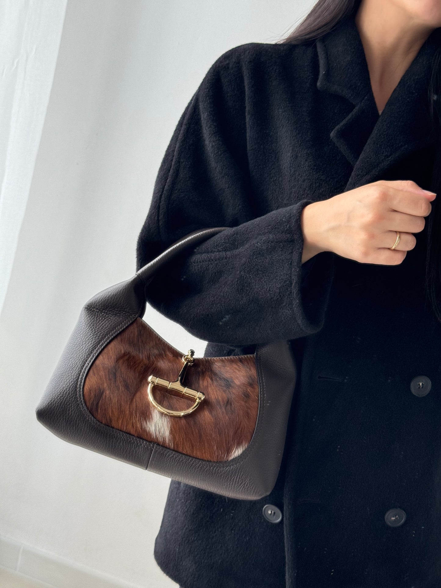 Borsa Gabriella - cavallino, con tracolla lunga