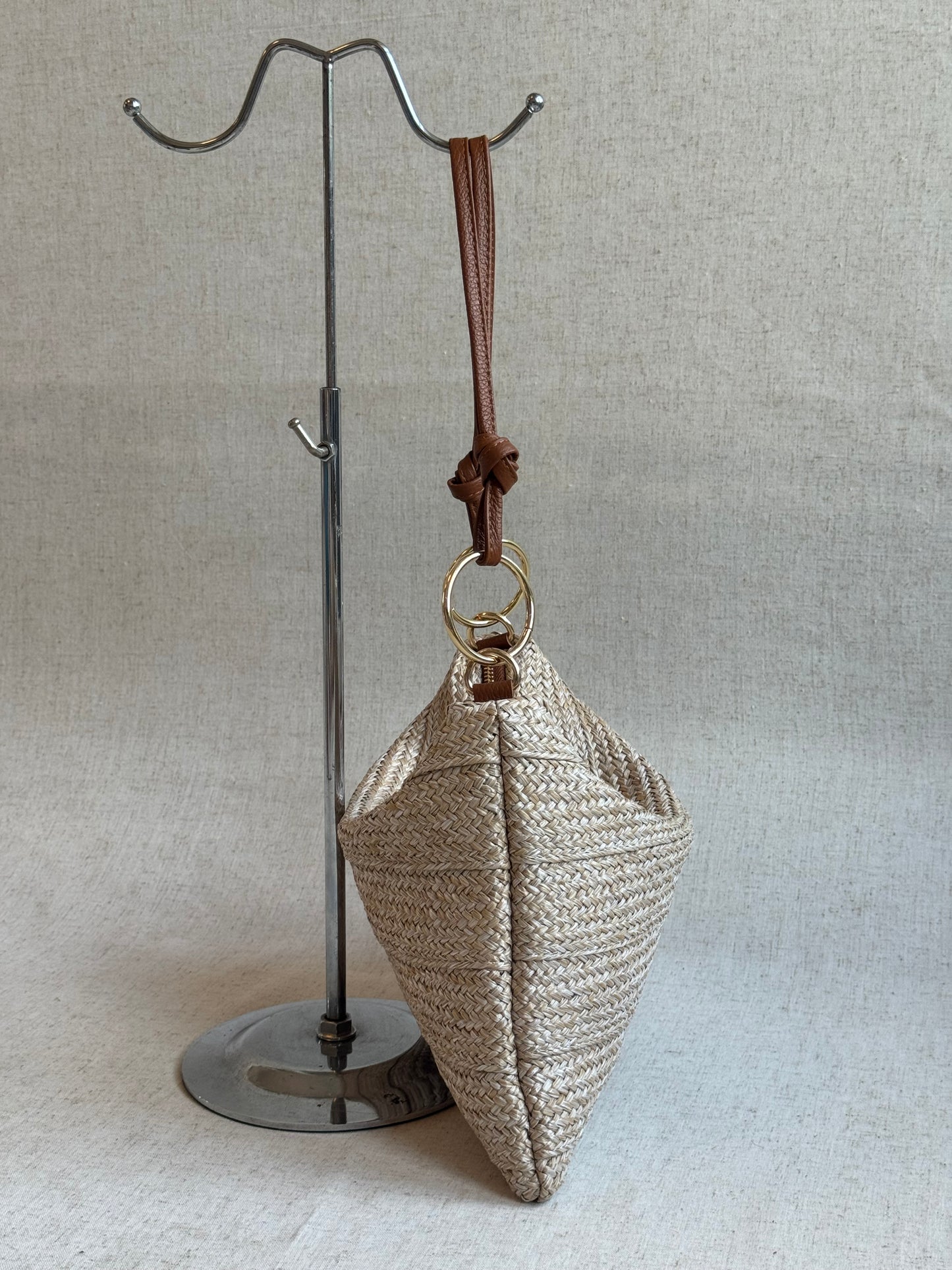 Borsa a spalla Agata - rafia, con tracolla lunga