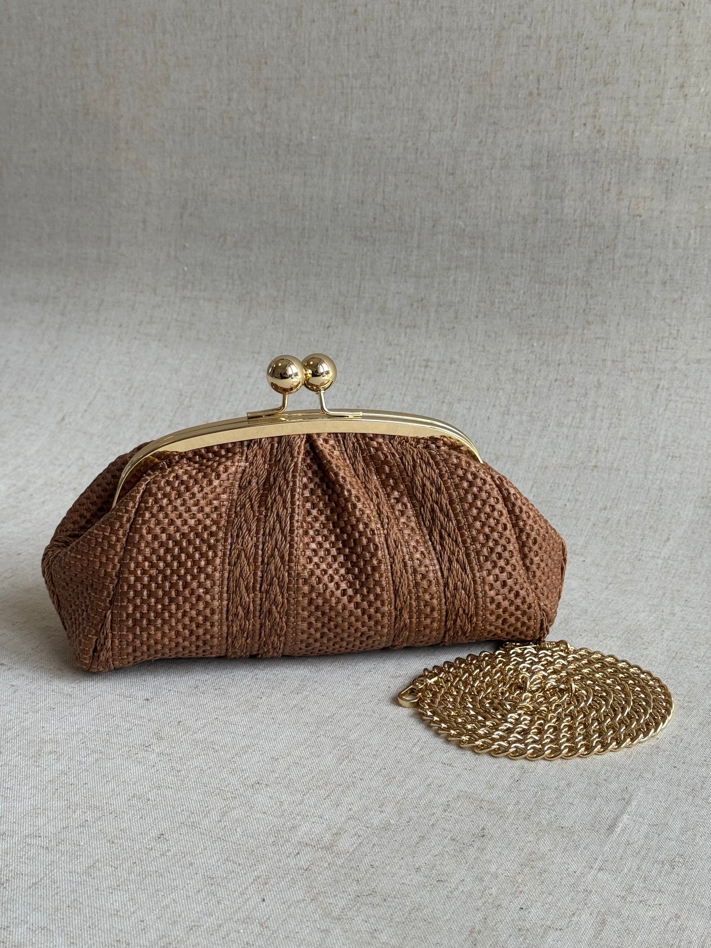 Pochette Raffy - rafia, con tracolla lunga