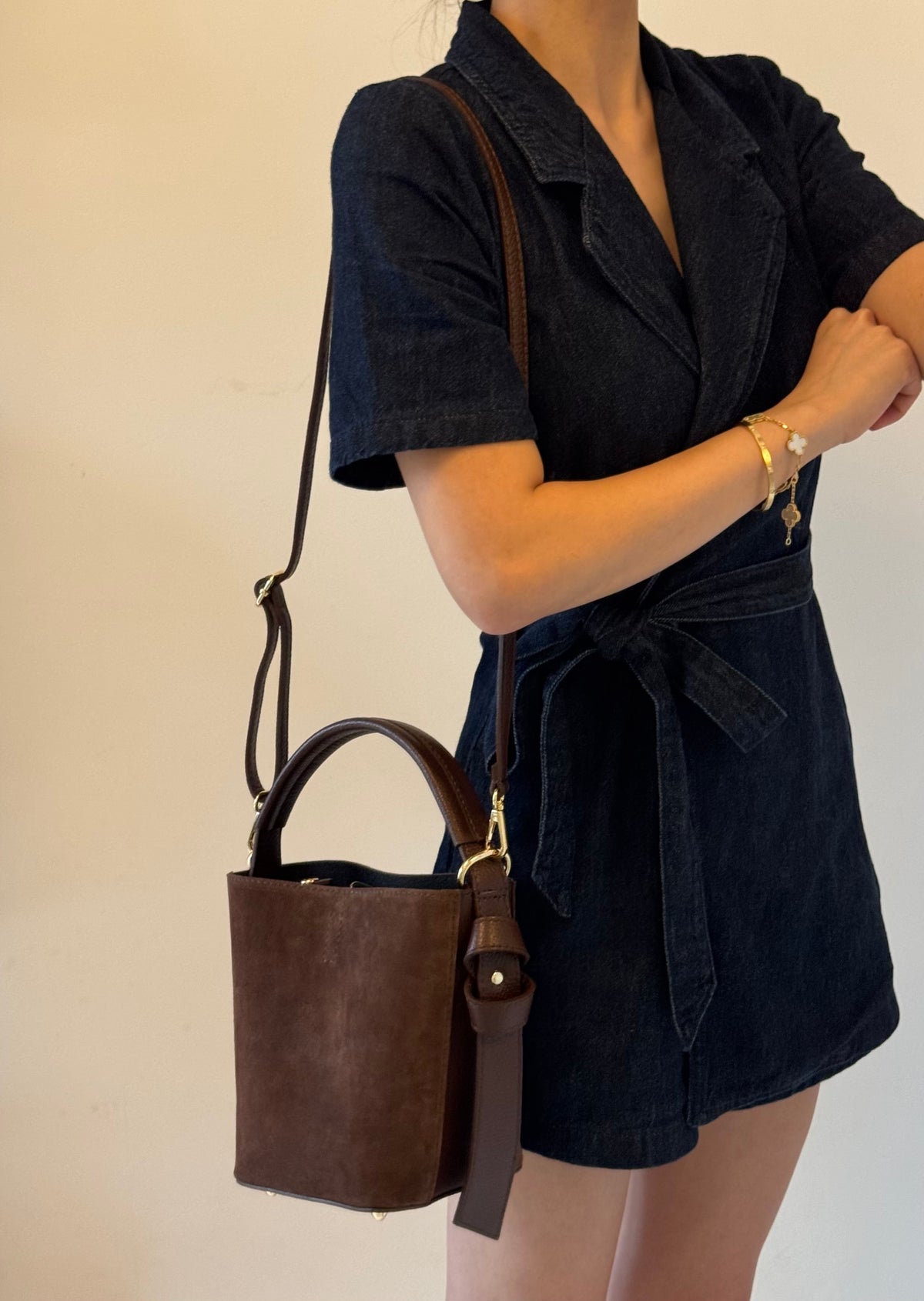 Borsa Vittoria - camoscio, con pochette e tracolla lunga