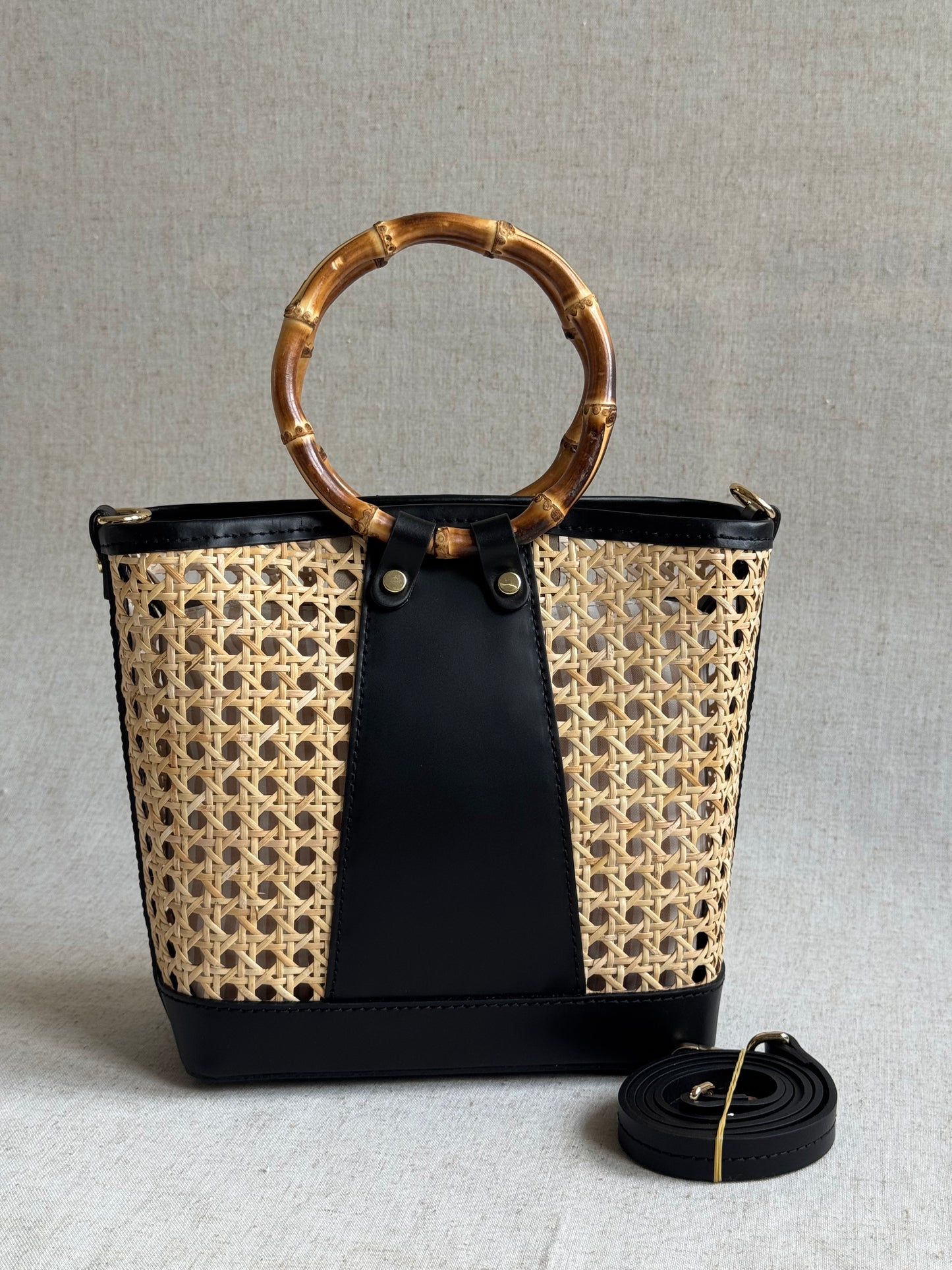 Borsa Atena - misura piccola, paglia di Vienna, con tracolla e pochette