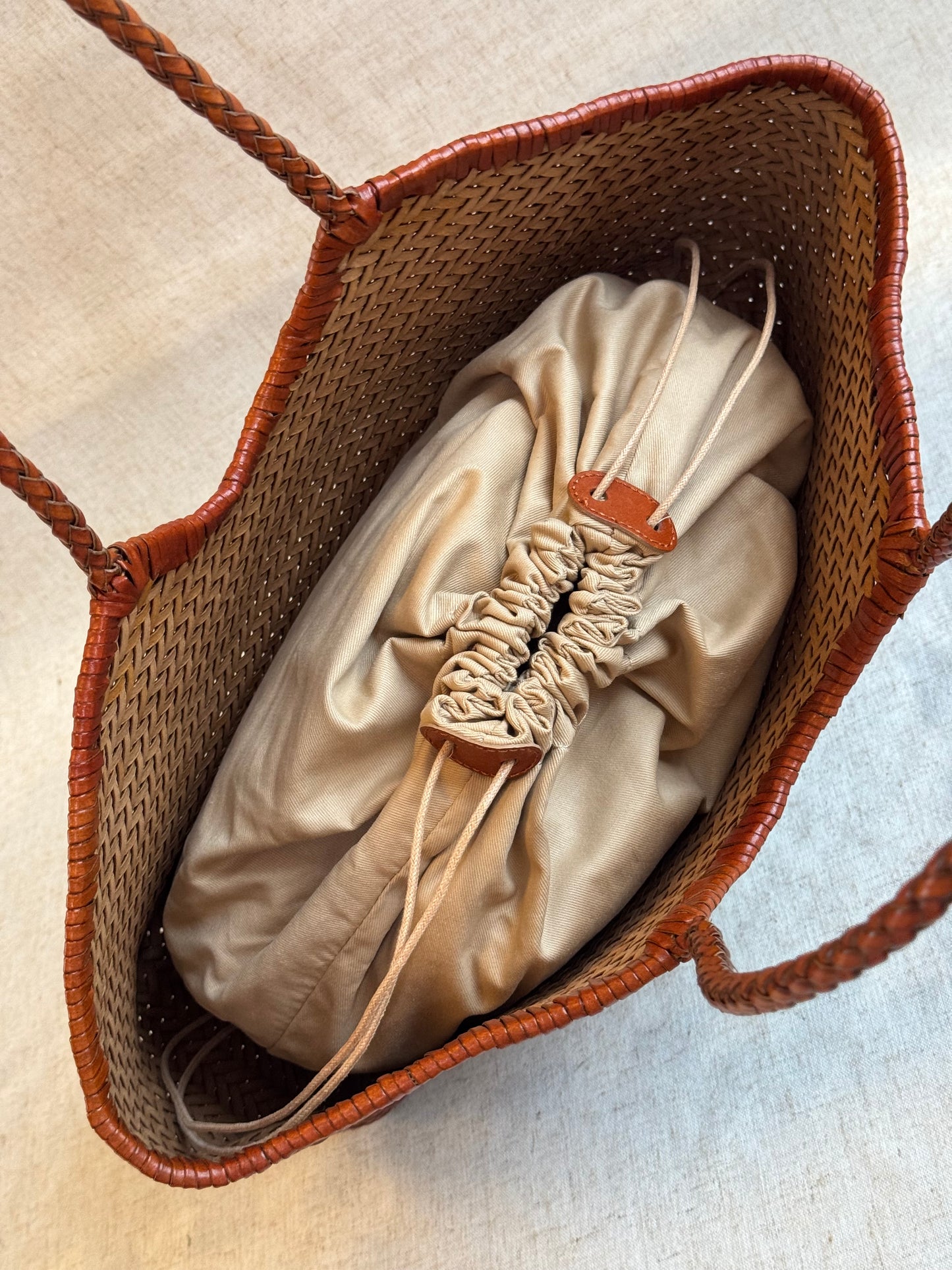 Maxi borsa a spalla Capri - misura grande, vera pelle tamponato intrecciato