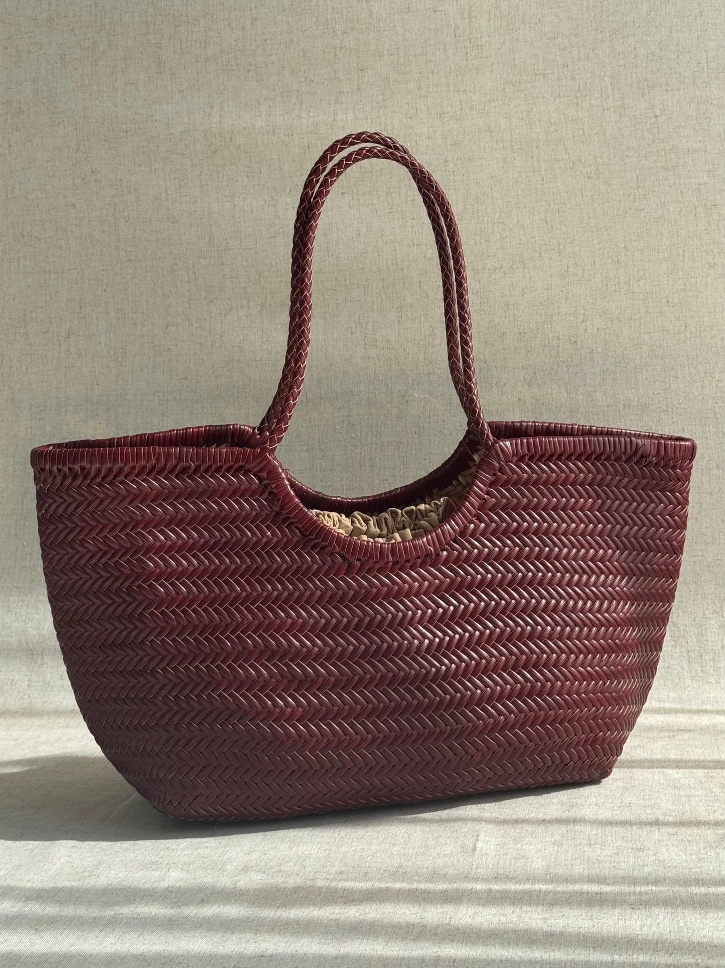 Borsa a spalla Capri - misura grande, vera pelle tamponato intrecciato