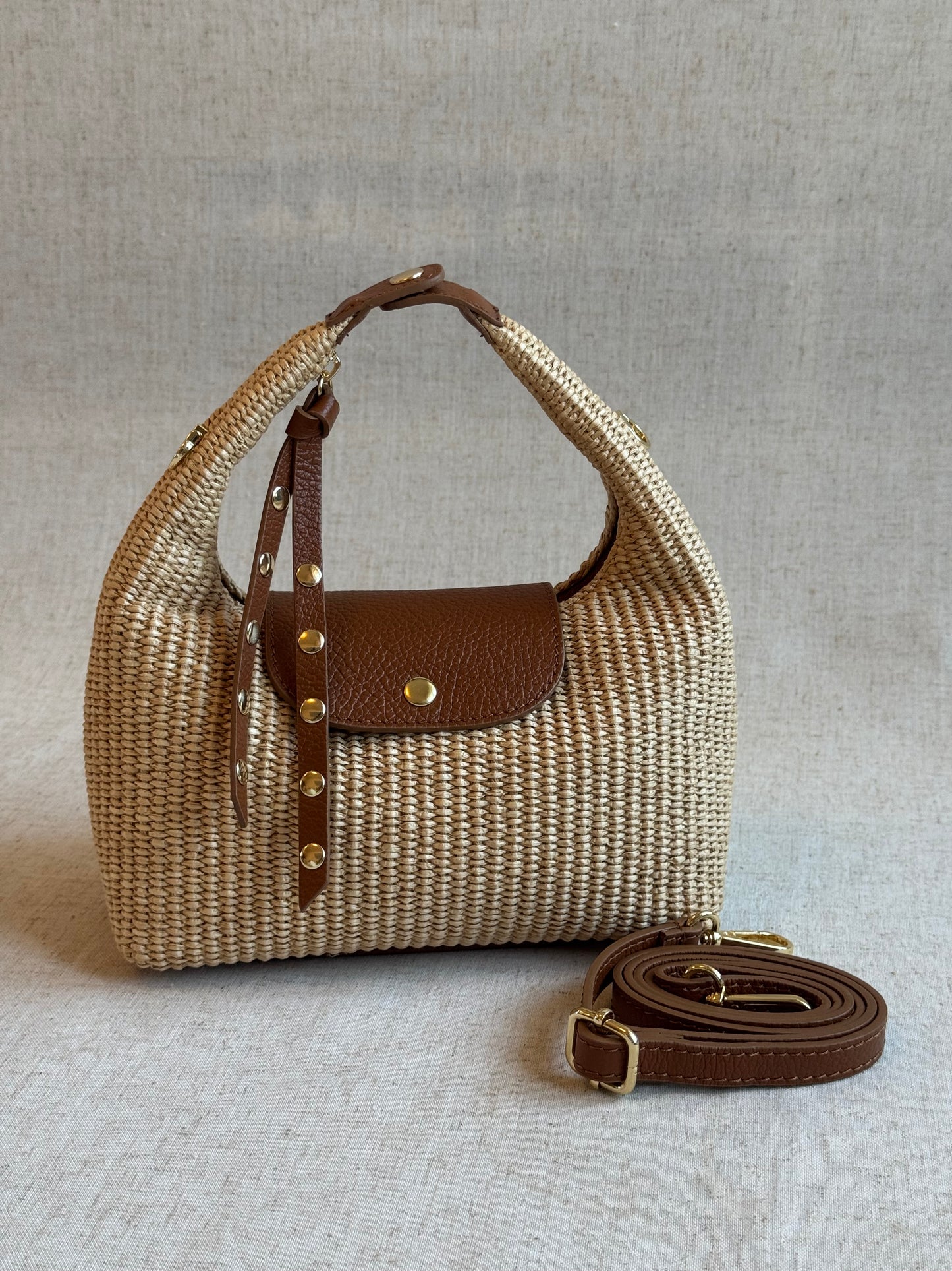Borsa Lagoon - rafia, con tracolla lunga