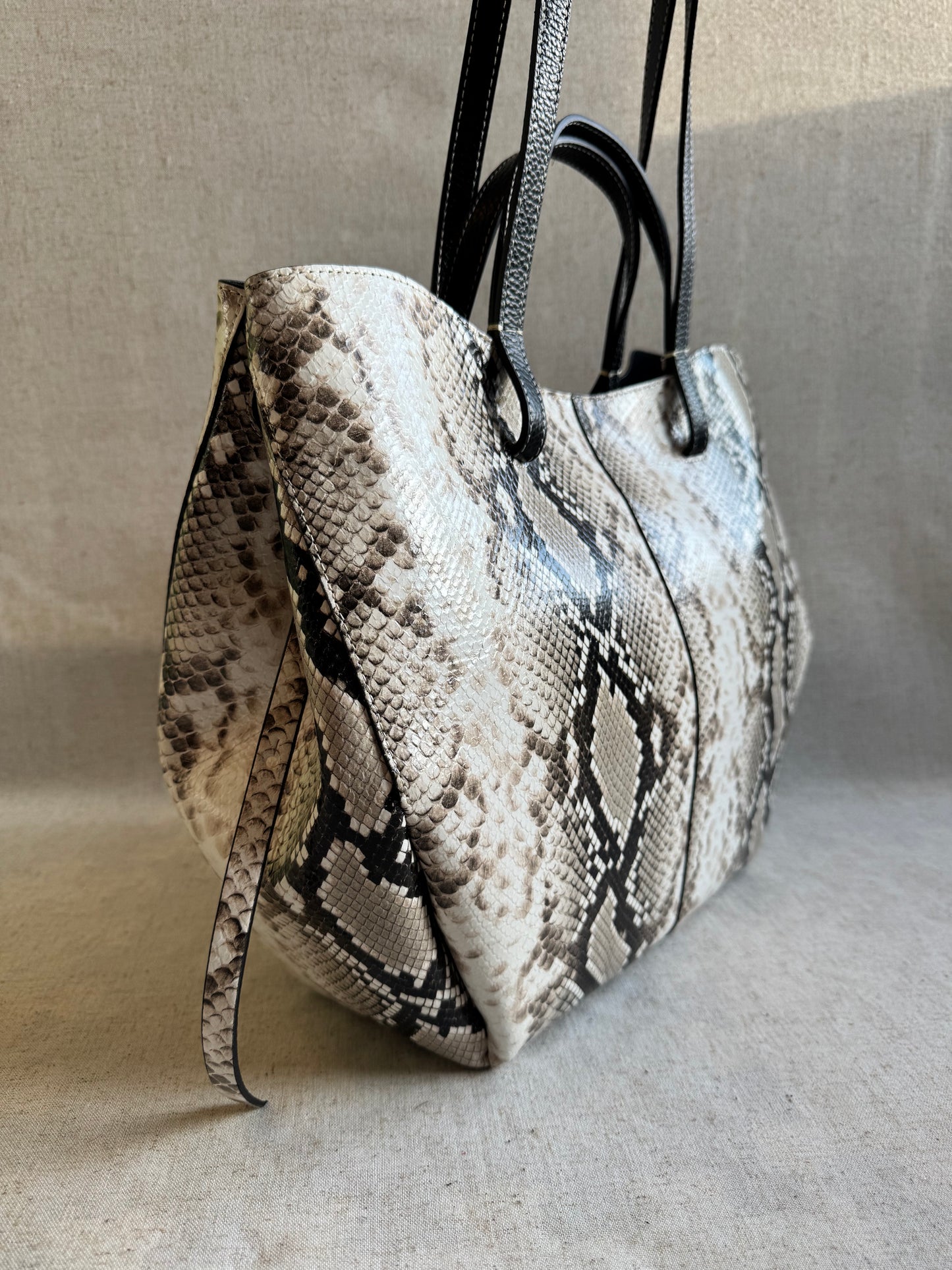 Borsa a spalla Sofia - pitonato, misura grande con pochette