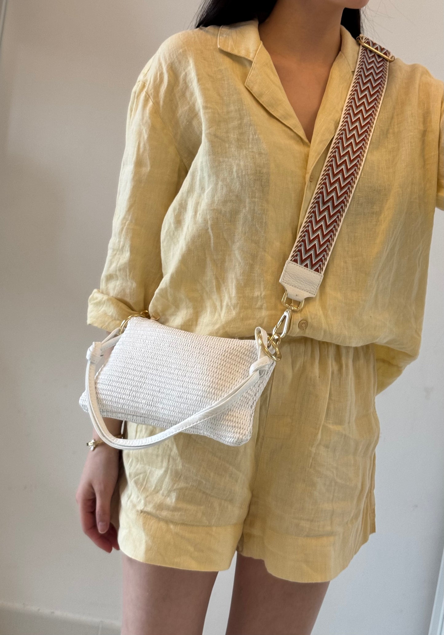 Borsa a spalla Agata - rafia, misura piccola, con tracolla lunga