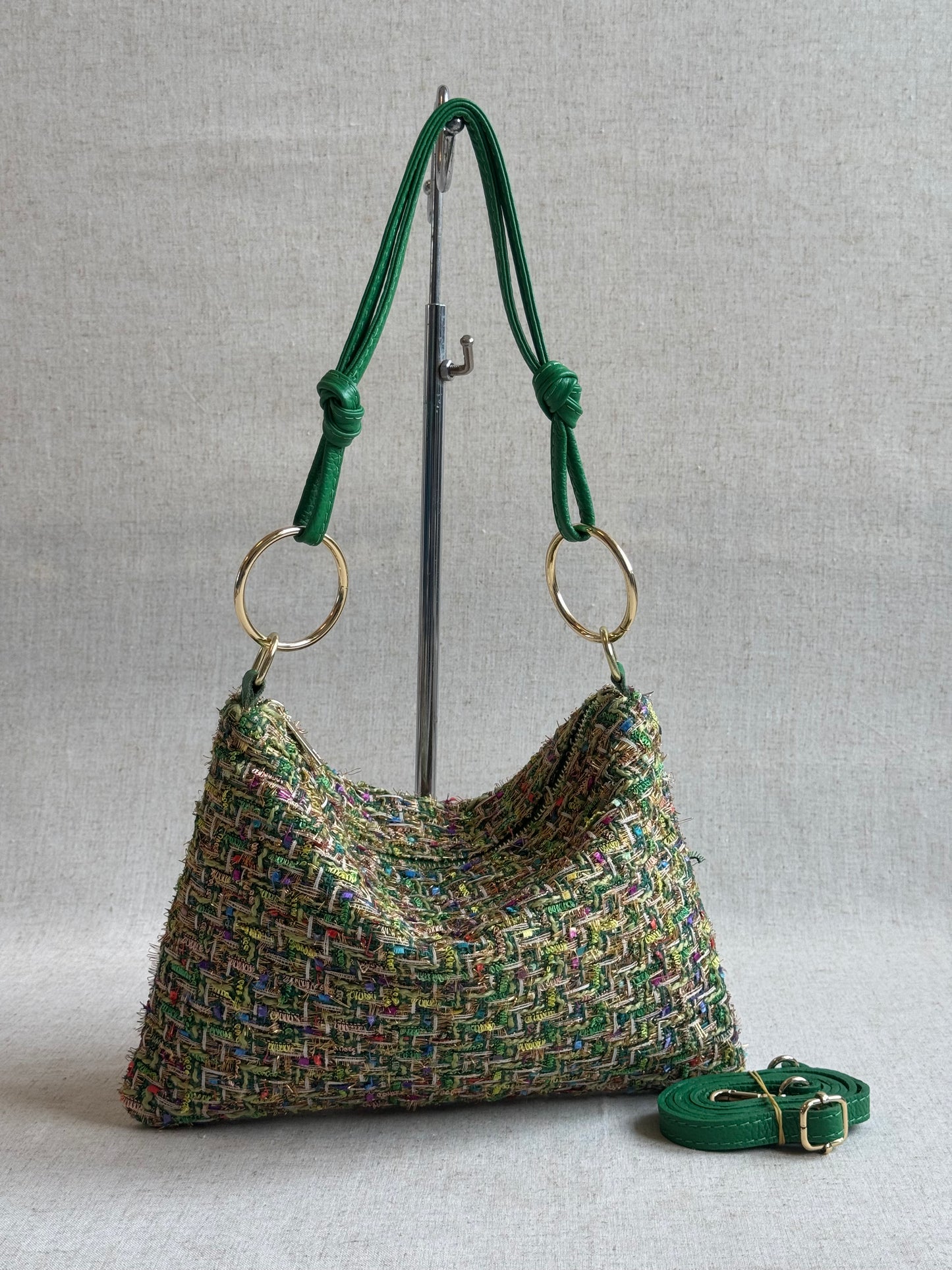 Borsa Agata - tweed, con tracolla lunga