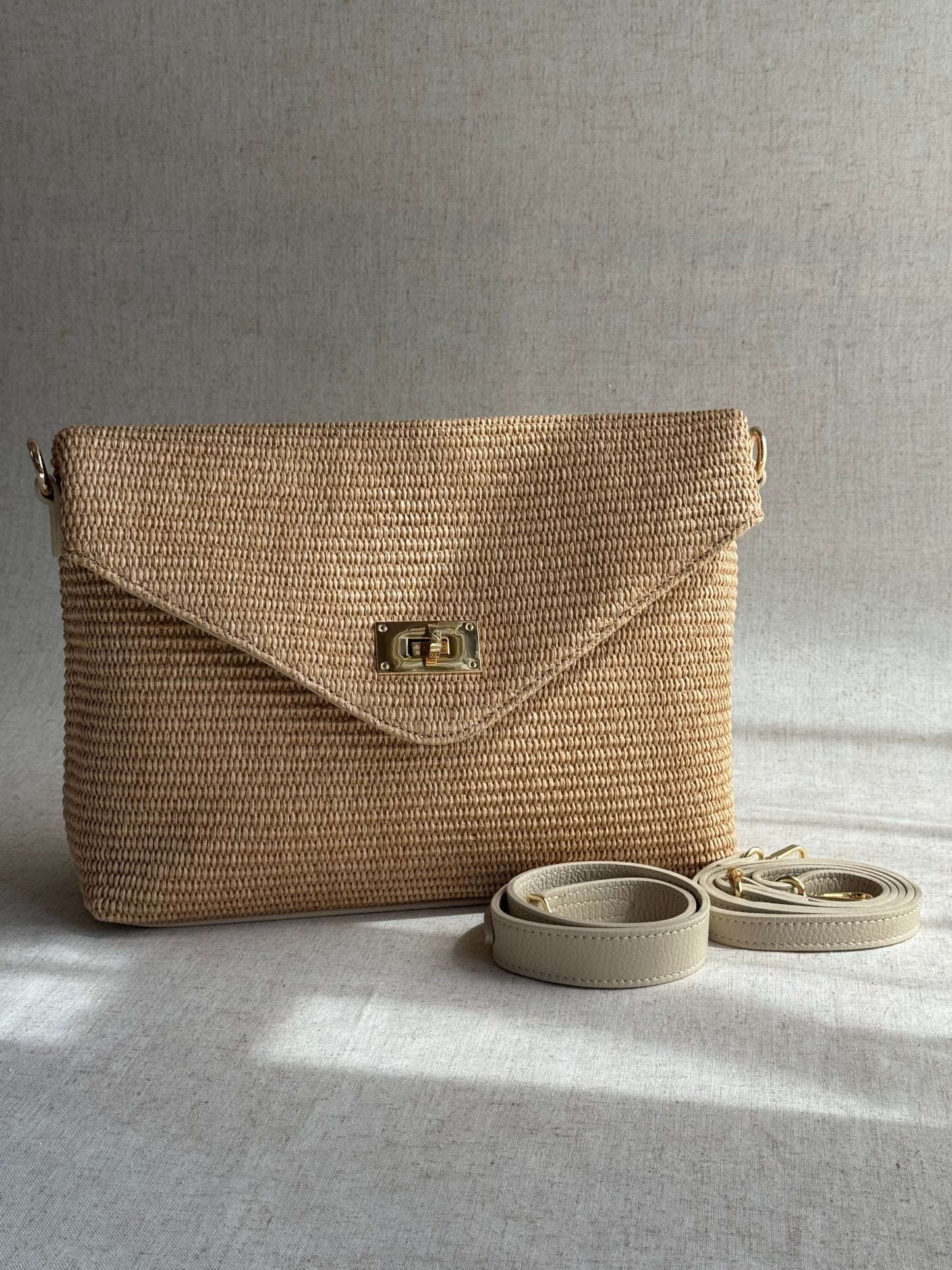 Borsa Postina - rafia, con tracolla lunga