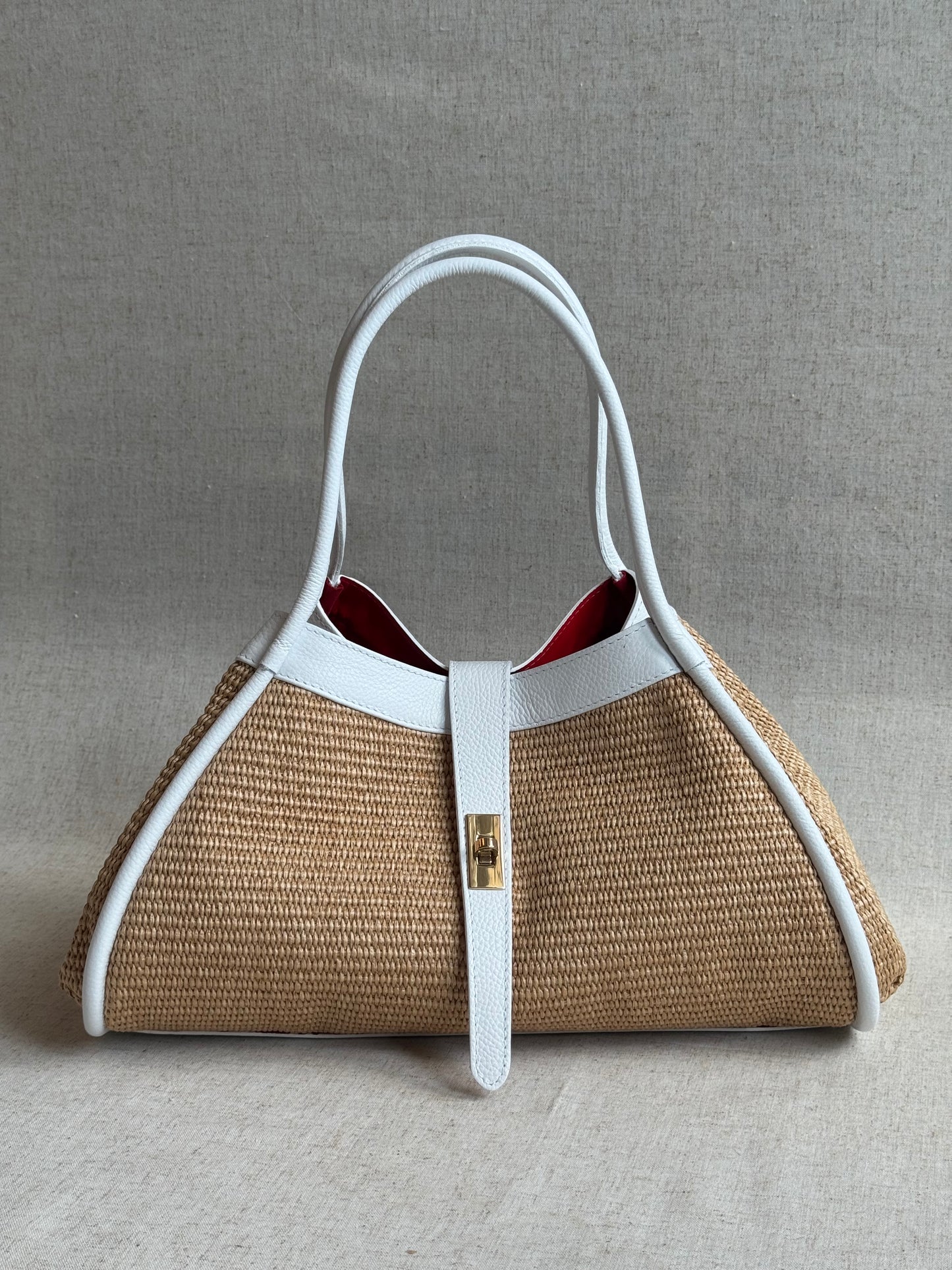 Maxi borsa Carla - rafia, con pochette e tracolla