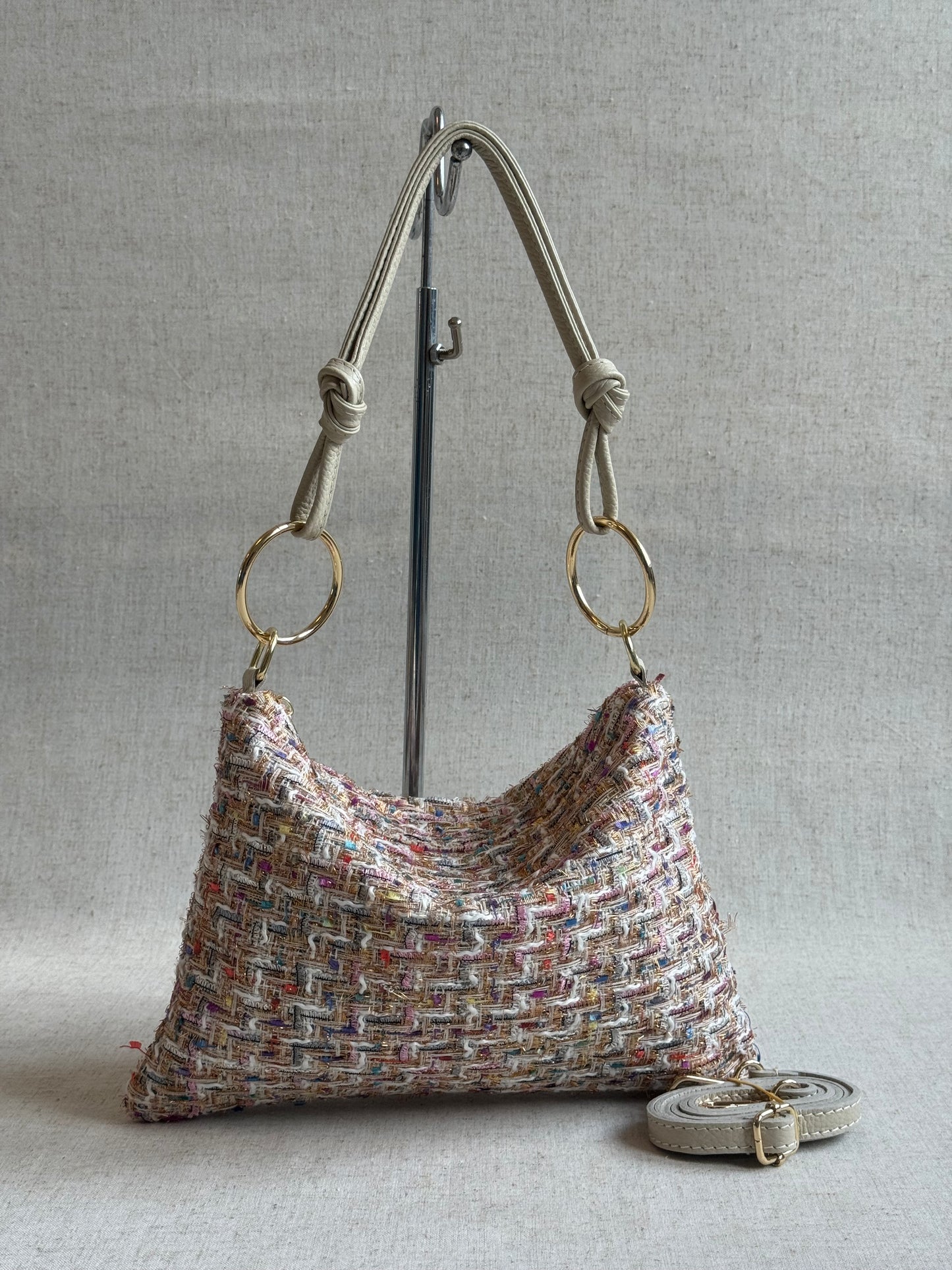 Borsa Agata - tweed, con tracolla lunga