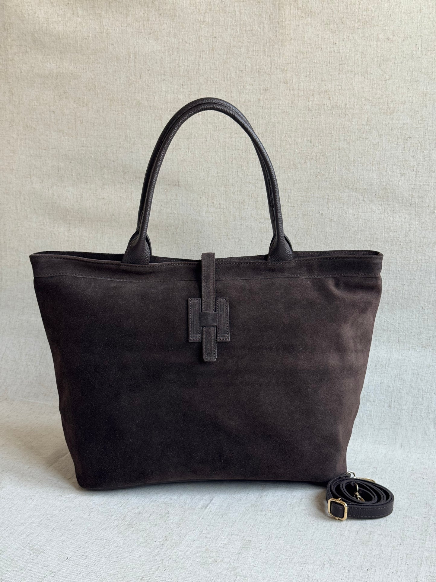 Maxi borsa Holo - camoscio, con tracolla lunga