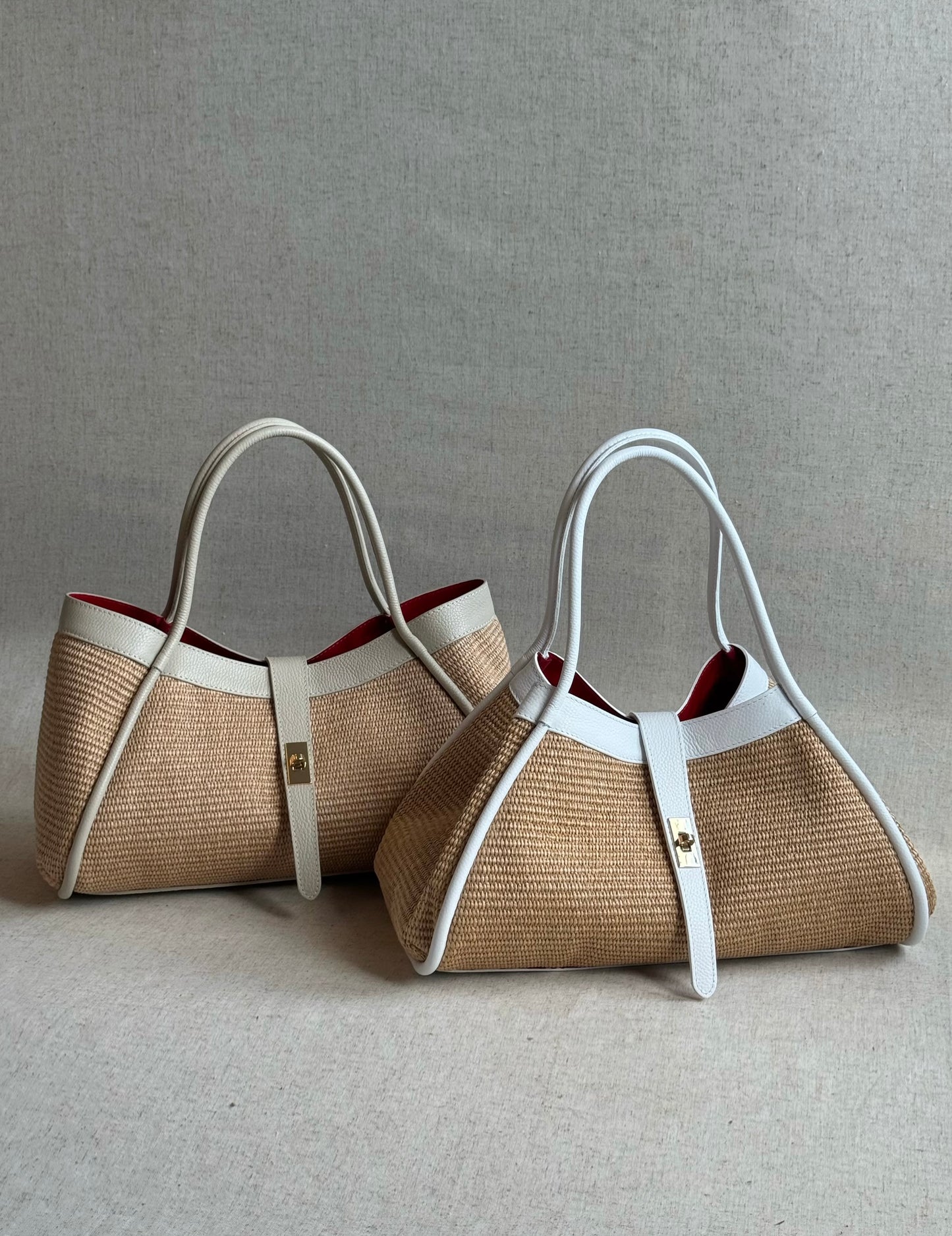 Maxi borsa Carla - rafia, con pochette e tracolla