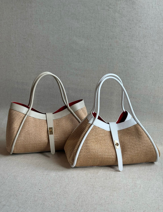 Maxi borsa Carla - rafia, con pochette e tracolla