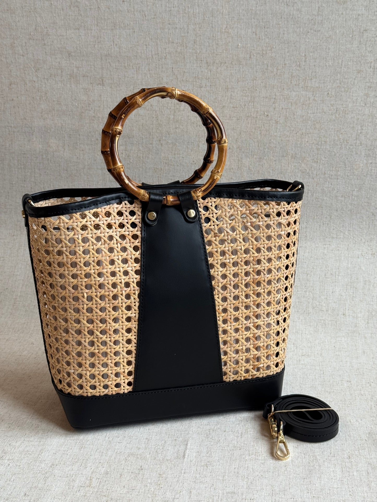 Borsa Atena - misura grande, paglia di Vienna, con tracolla lunga e pochette