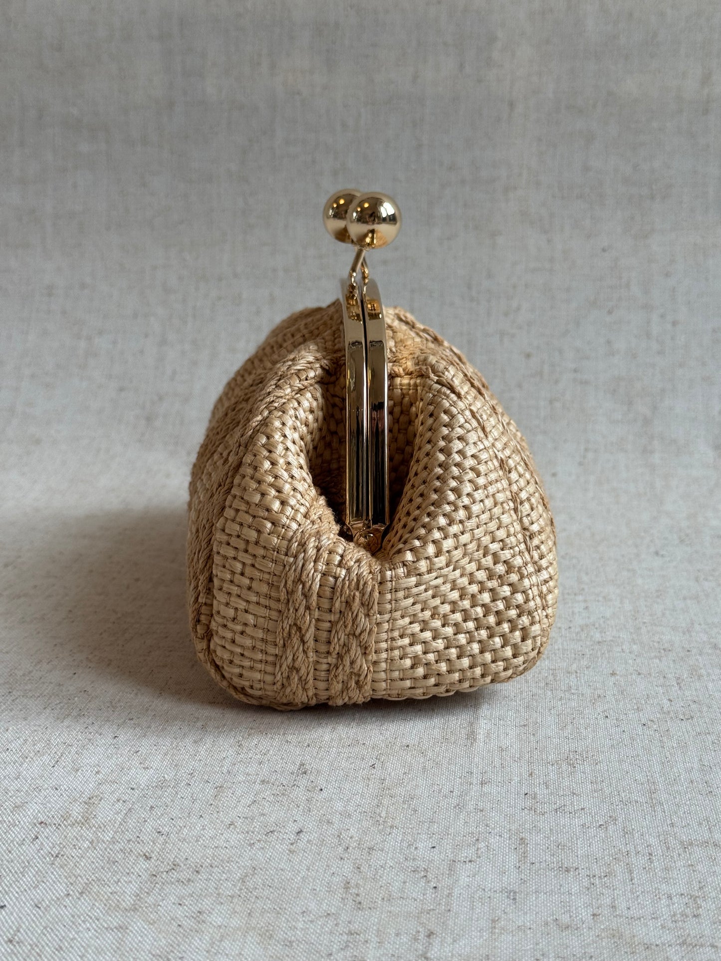 Pochette Raffy - rafia, con tracolla lunga