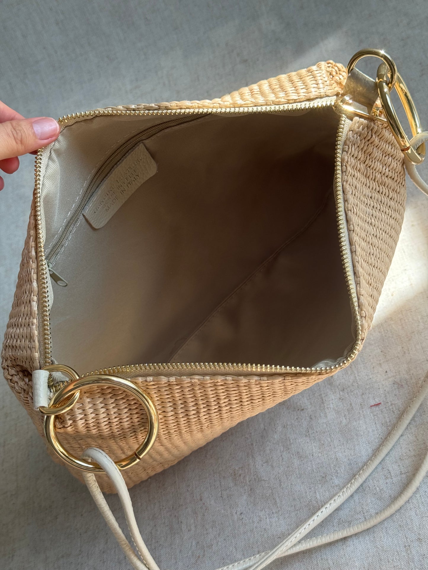Borsa a spalla Agata rafia - con tracolla lunga