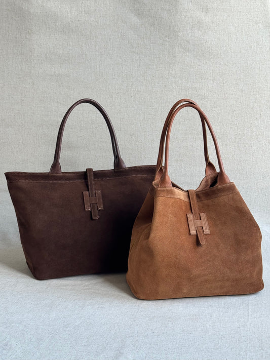 Borsa Holo - misura grande, camoscio, con tracolla lunga