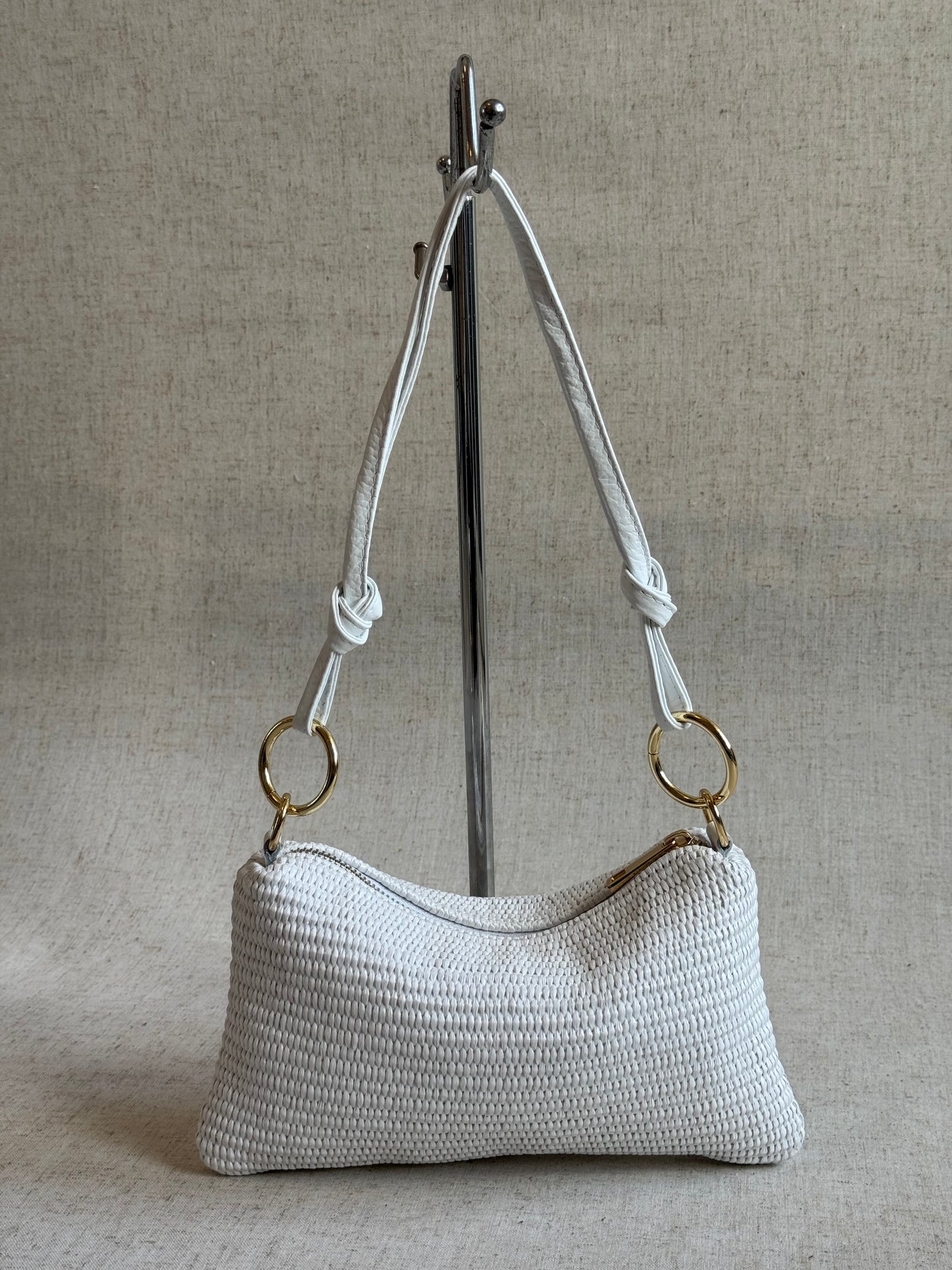 Borsa a spalla Agata - rafia, misura piccola, con tracolla lunga