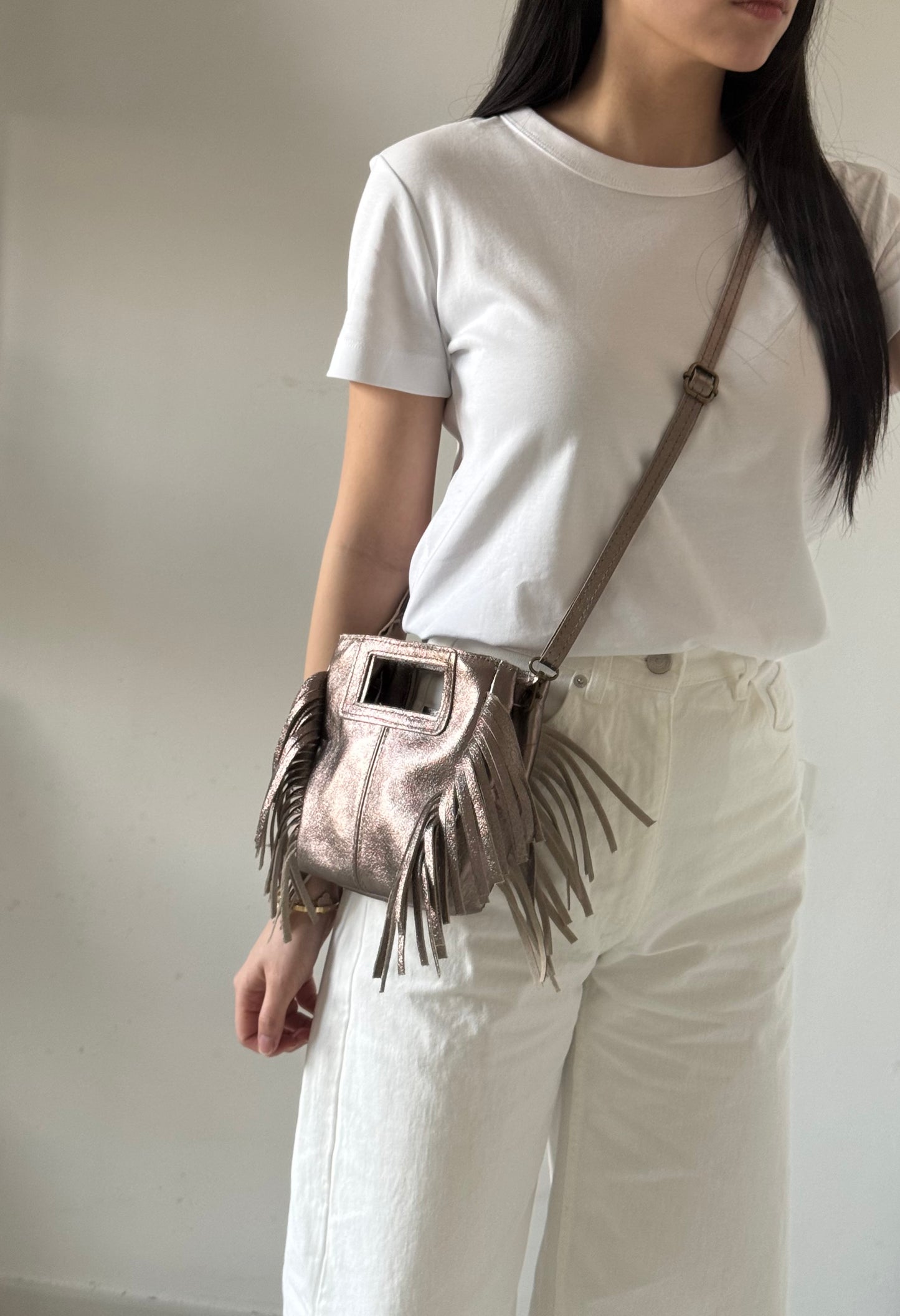 Borsa Riri - laminato, misura piccola, con tracolla lunga