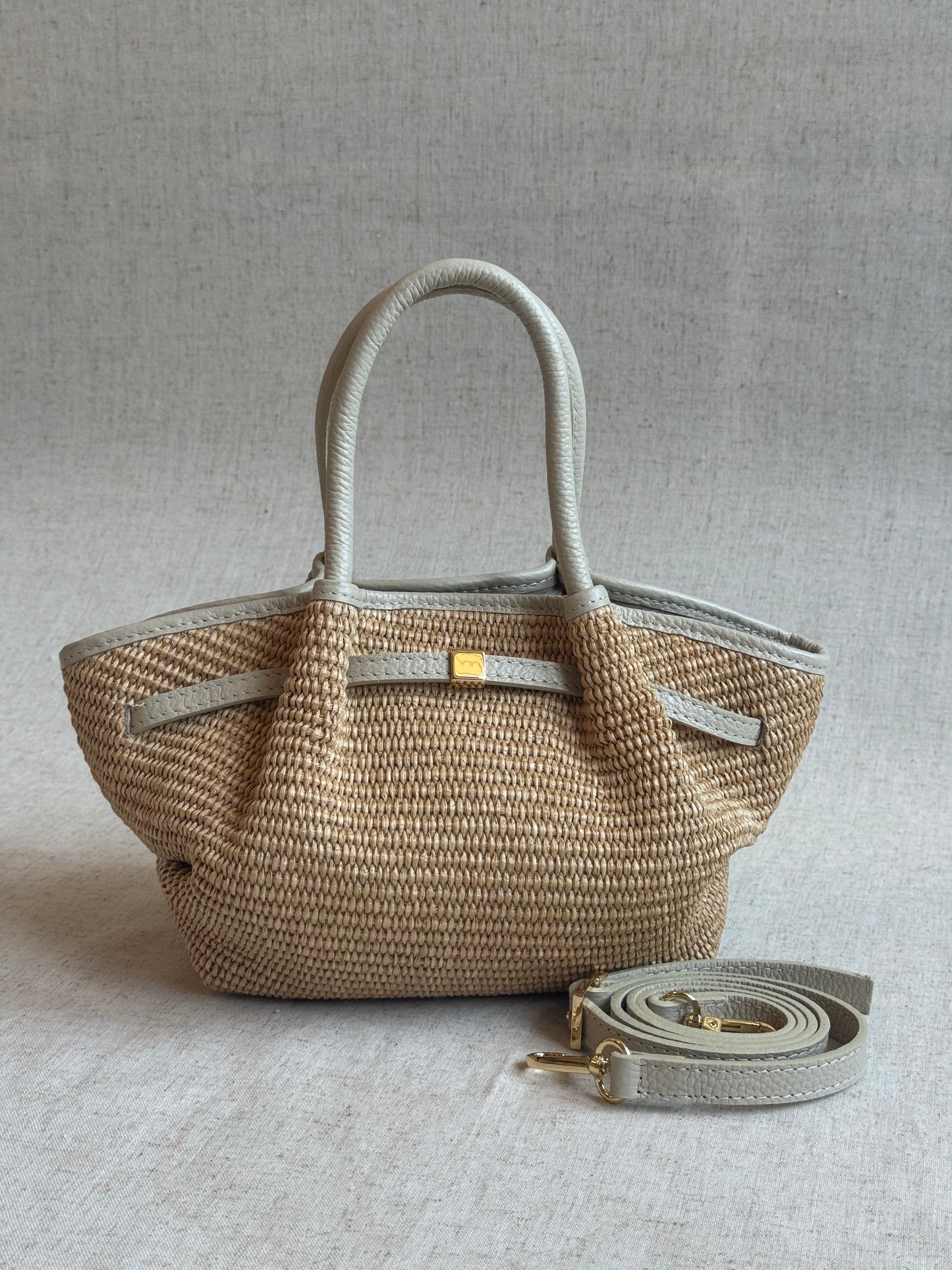 Borsa Laila - rafia, misura piccola, con tracolla lunga